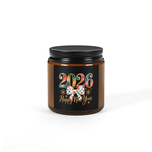 2026 Happy New Year Candle | Amber Jar Soy Candle