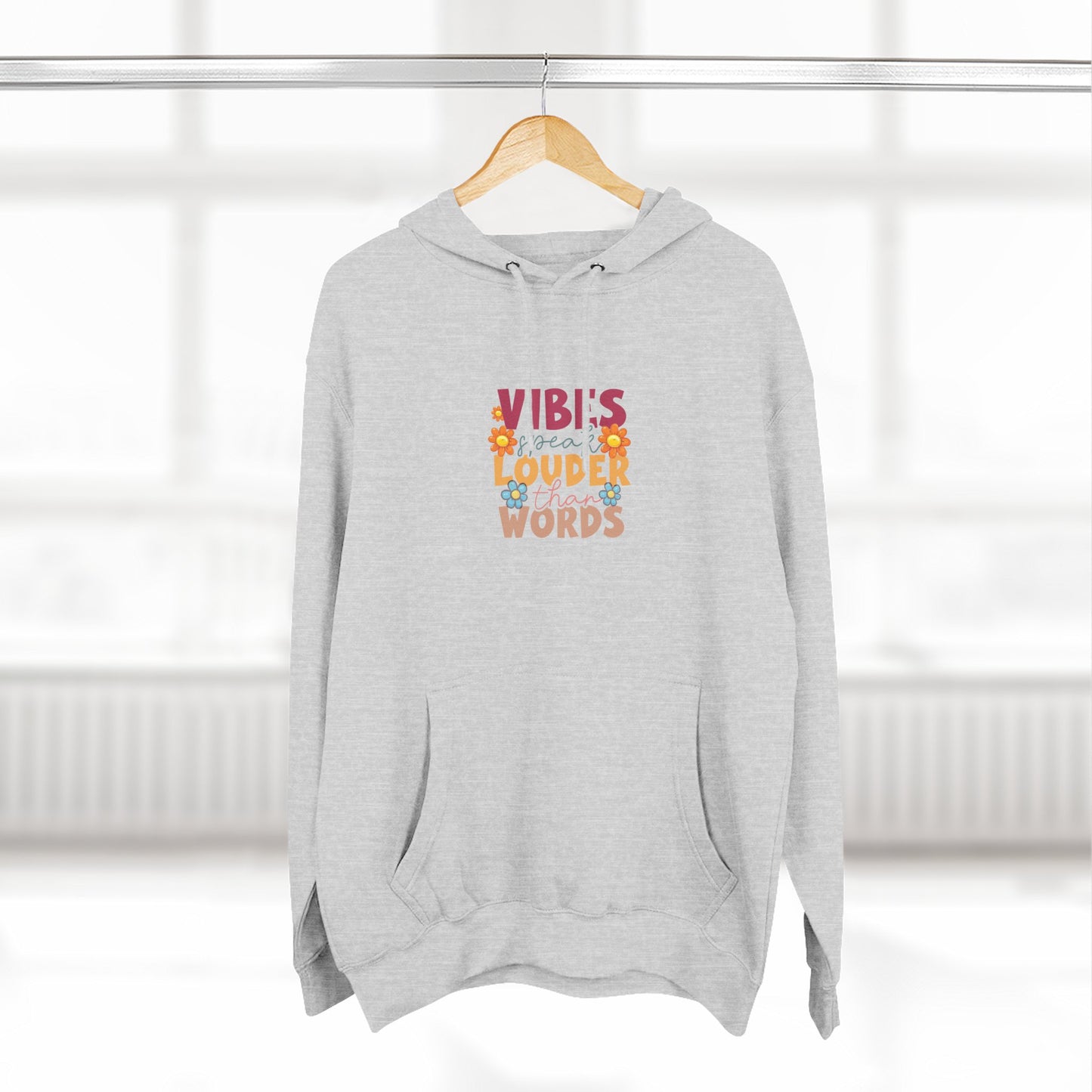 Vibes Louder Than Words Hoodie — Retro Colorful Graphic Pullover