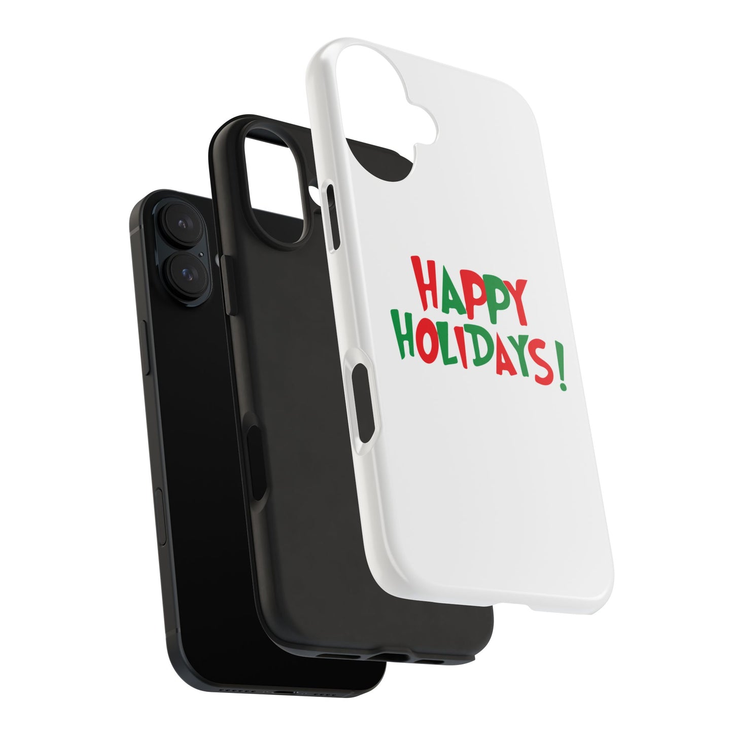 Happy Holidays phone case | Christmas holiday text design, tough phone case