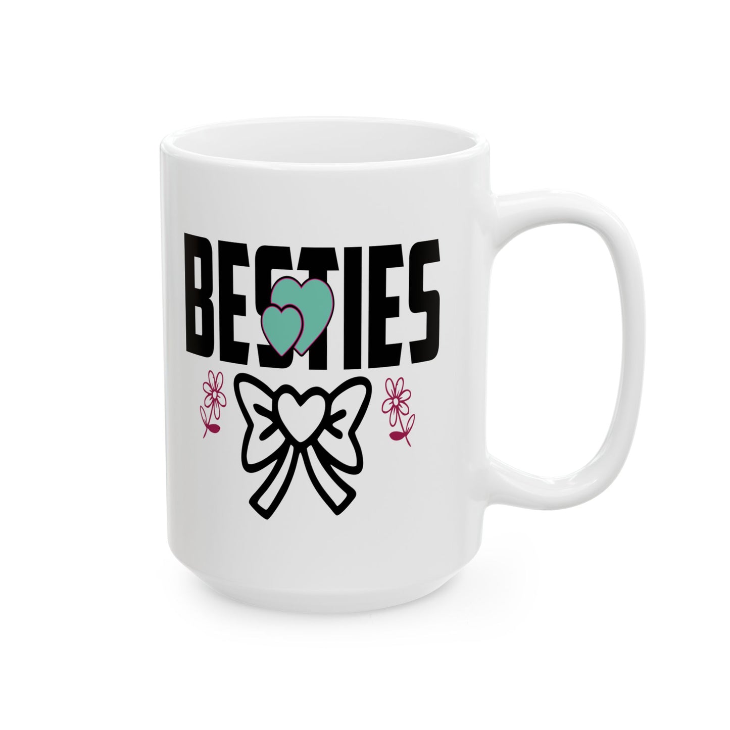 Besties Heart Doodle Mug | Ceramic Coffee Cup, Friendship Design