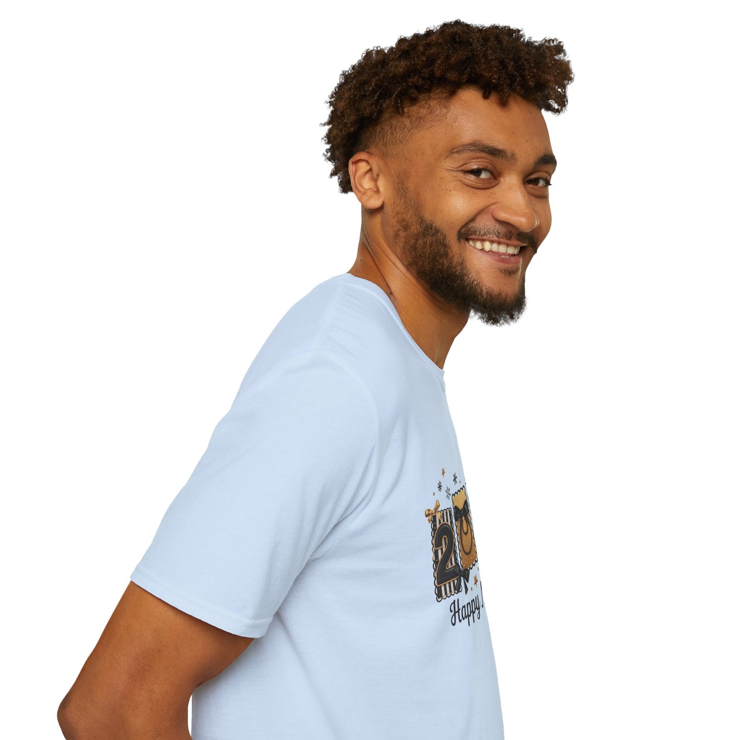 2026 Happy New Year T-Shirt — Gold Confetti Celebration Tee