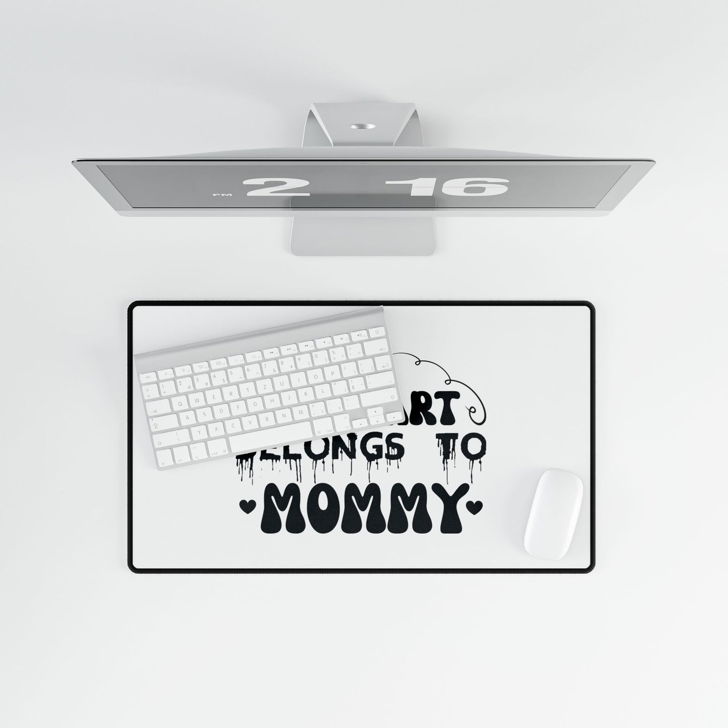 My Heart Belongs to Mommy Desk Mat | Heart Typography Mouse Pad