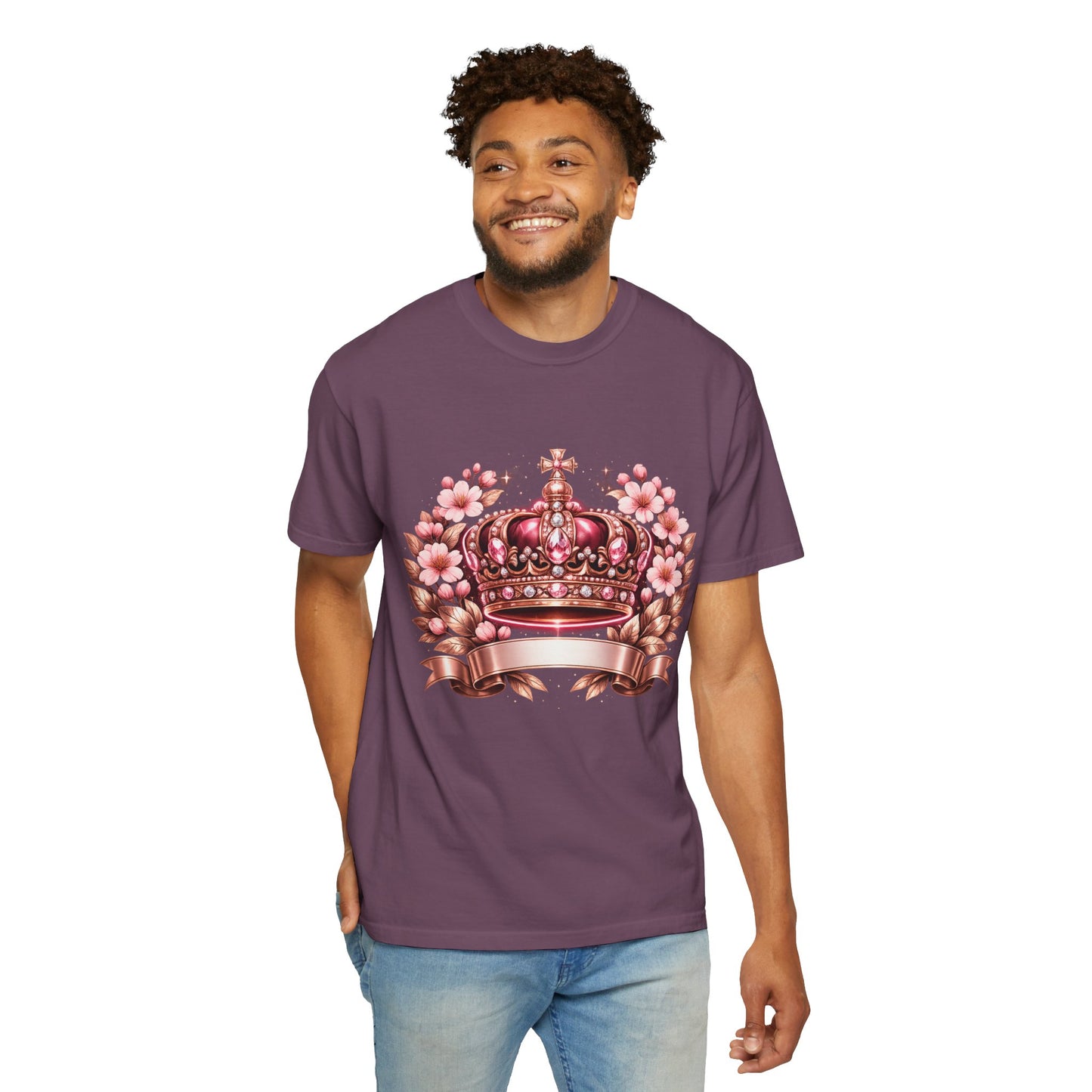 Pink Floral Crown T-Shirt — Royal Blossom Graphic Tee