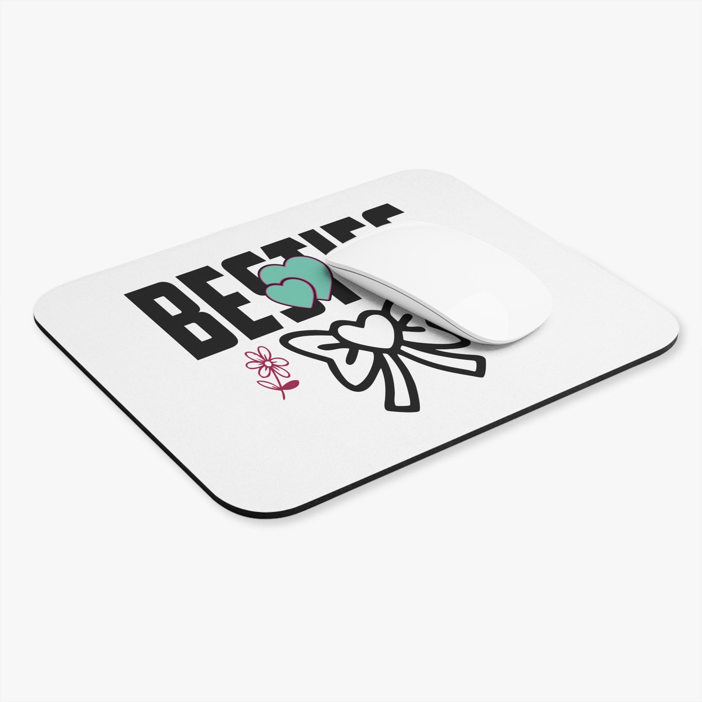 Besties Mouse Pad | Heart Bow Floral Friendship Desk Accessory