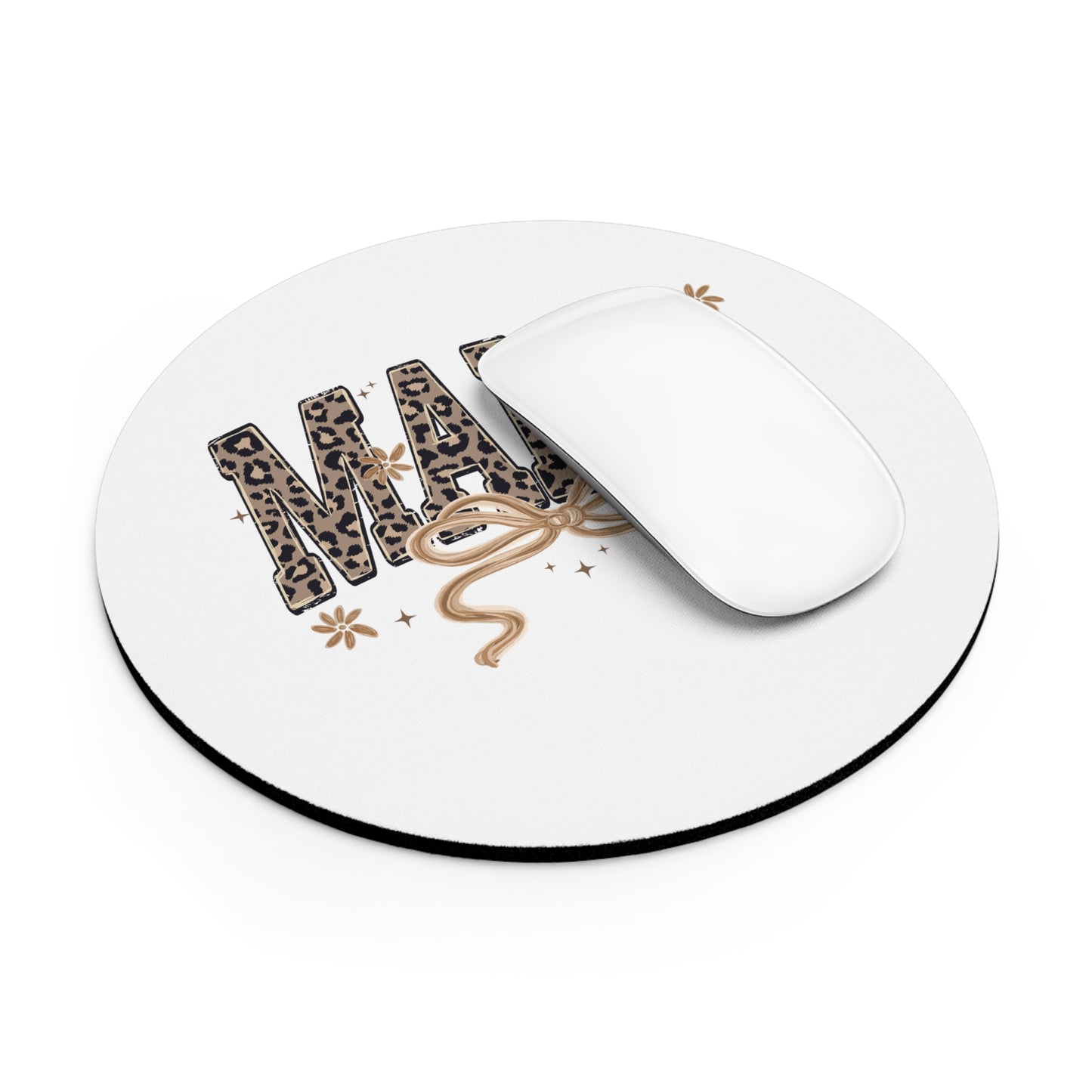 Leopard Print MAMA with Bow Mouse Pad | Mama Desk Accessory