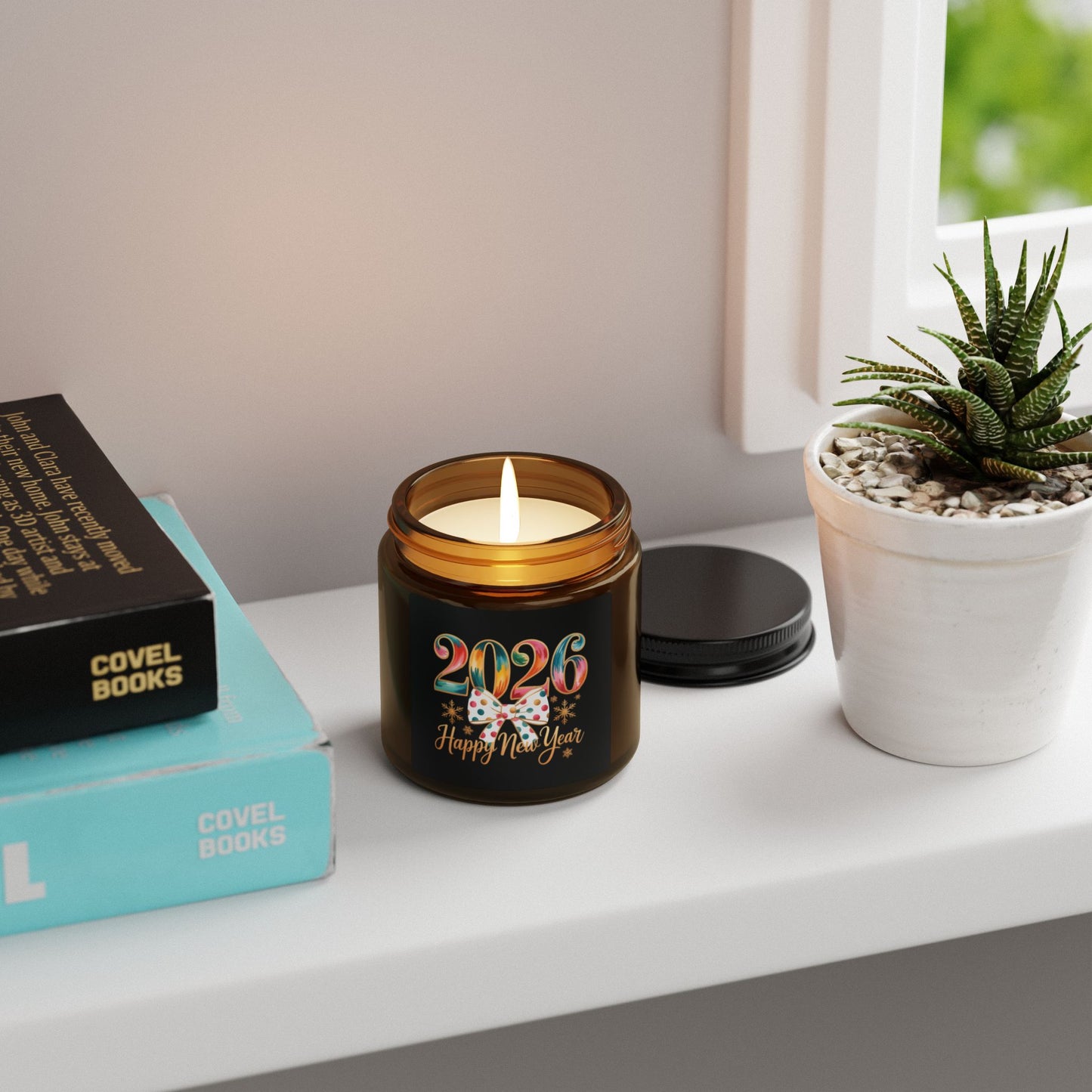2026 Happy New Year Candle | Amber Jar Soy Candle