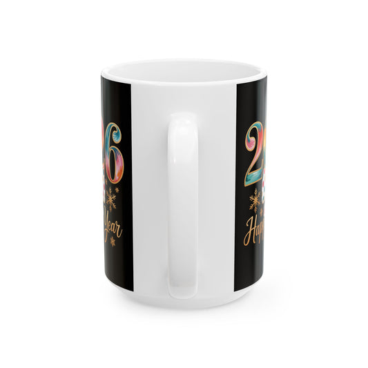 2026 Colorful Numbers Happy New Year Mug | New Year Celebration Ceramic Mug