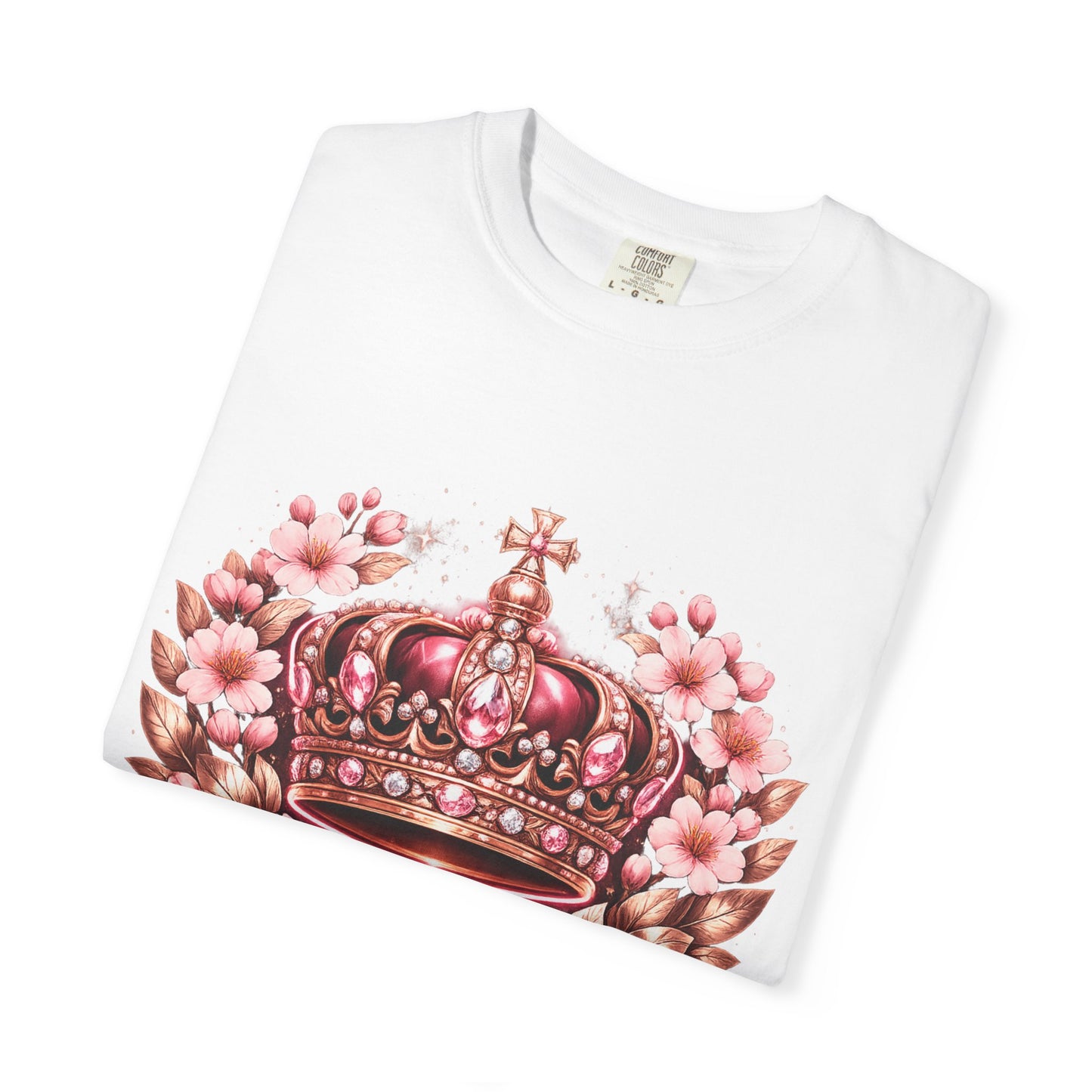 Pink Floral Crown T-Shirt — Royal Blossom Graphic Tee