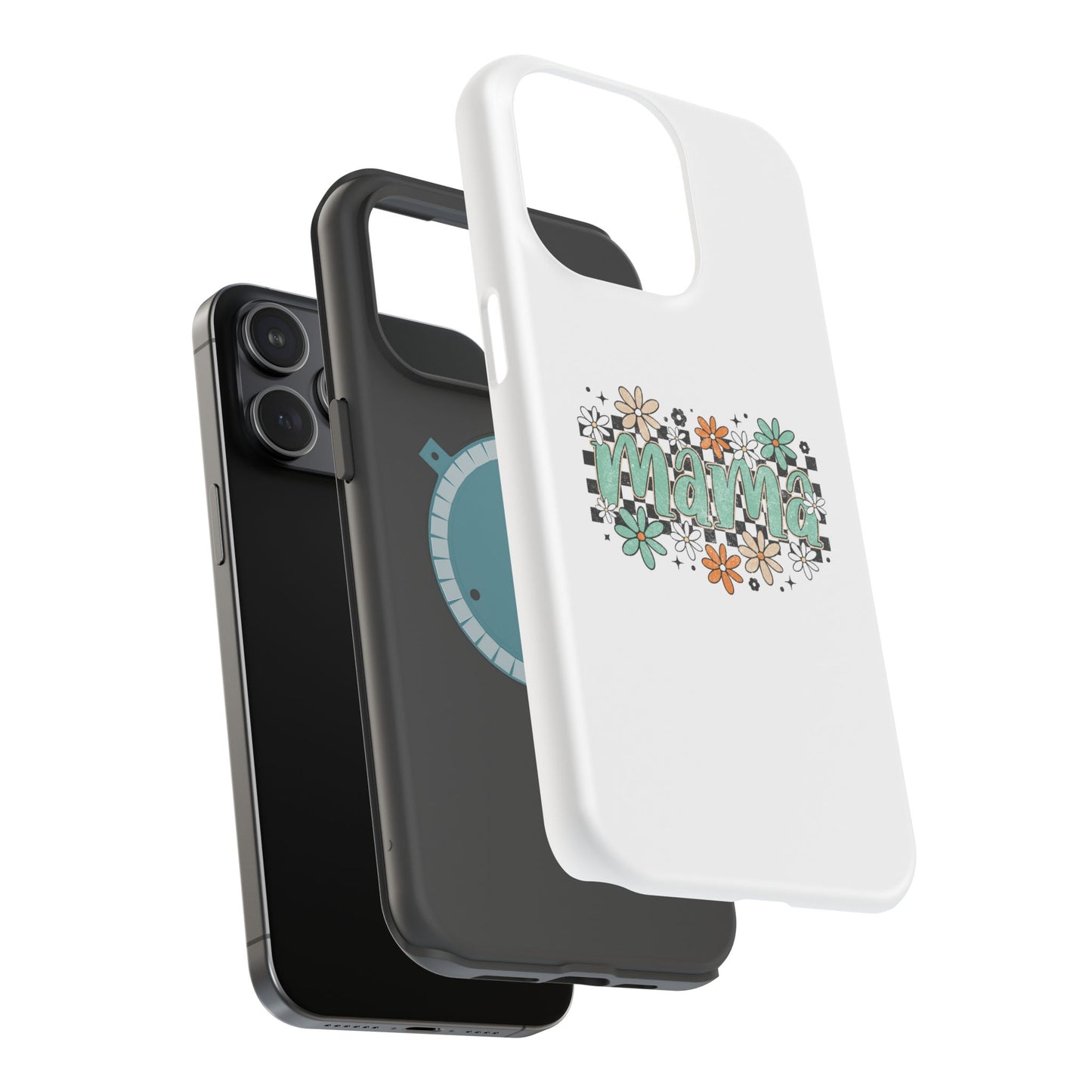 Mama floral checkerboard phone case | Magnetic impact-resistant case