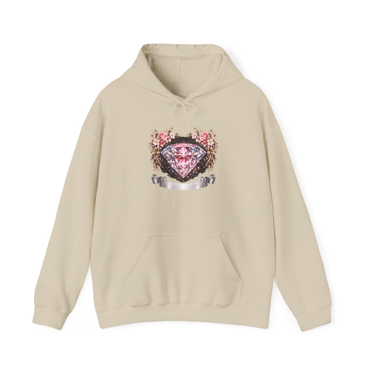 Hoodie — Pink Diamond Heart Floral Crest Hoodie