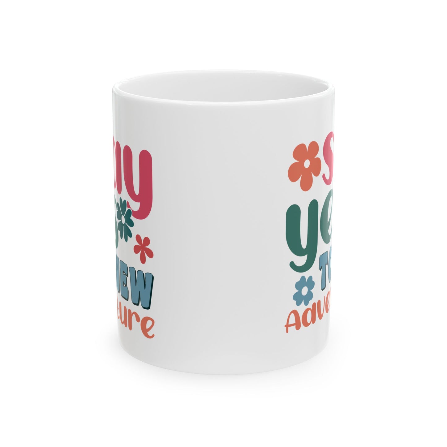 Stay Groovy You Tiny Adventure Mug | Retro Flower Typography Ceramic Mug