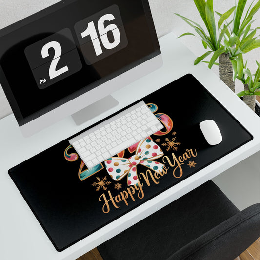 2026 Happy New Year bow Desk Mat | New Year Celebration mousepad