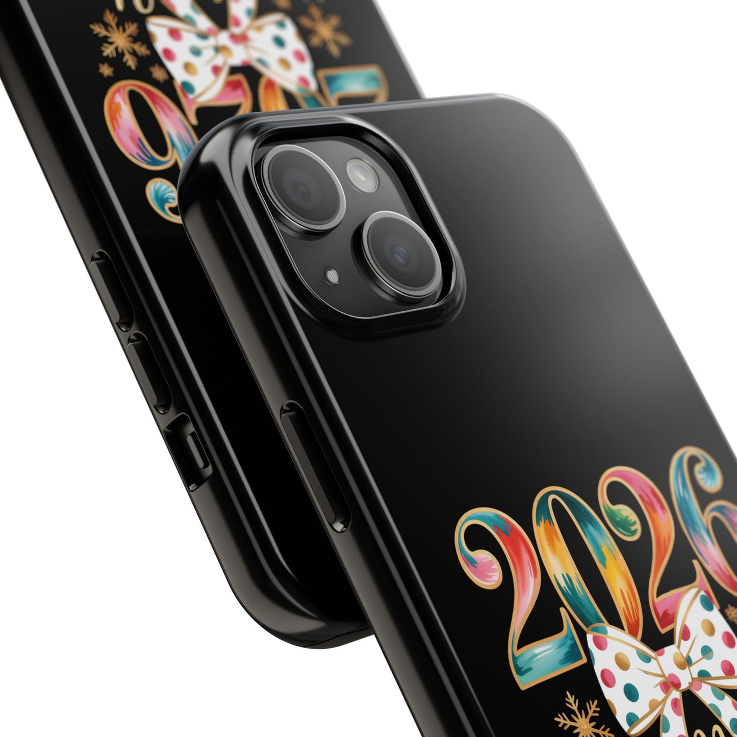 2026 Happy New Year Phone Case | Colorful Numbers, Polka Dot Bow, Sparkles