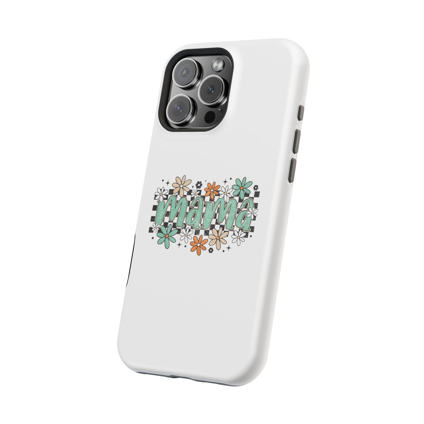 Mama floral checkerboard phone case | Magnetic impact-resistant case