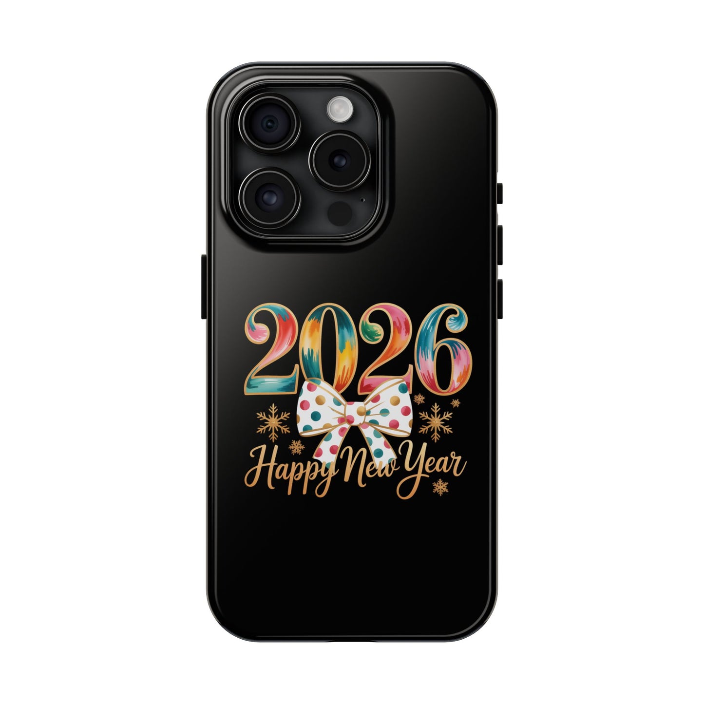 2026 Happy New Year Phone Case | Colorful Numbers, Polka Dot Bow, Sparkles