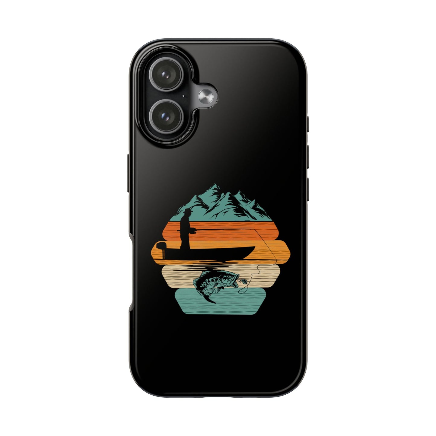 Retro Fishing Sunset Phone Case | Bass Boat Angler Design