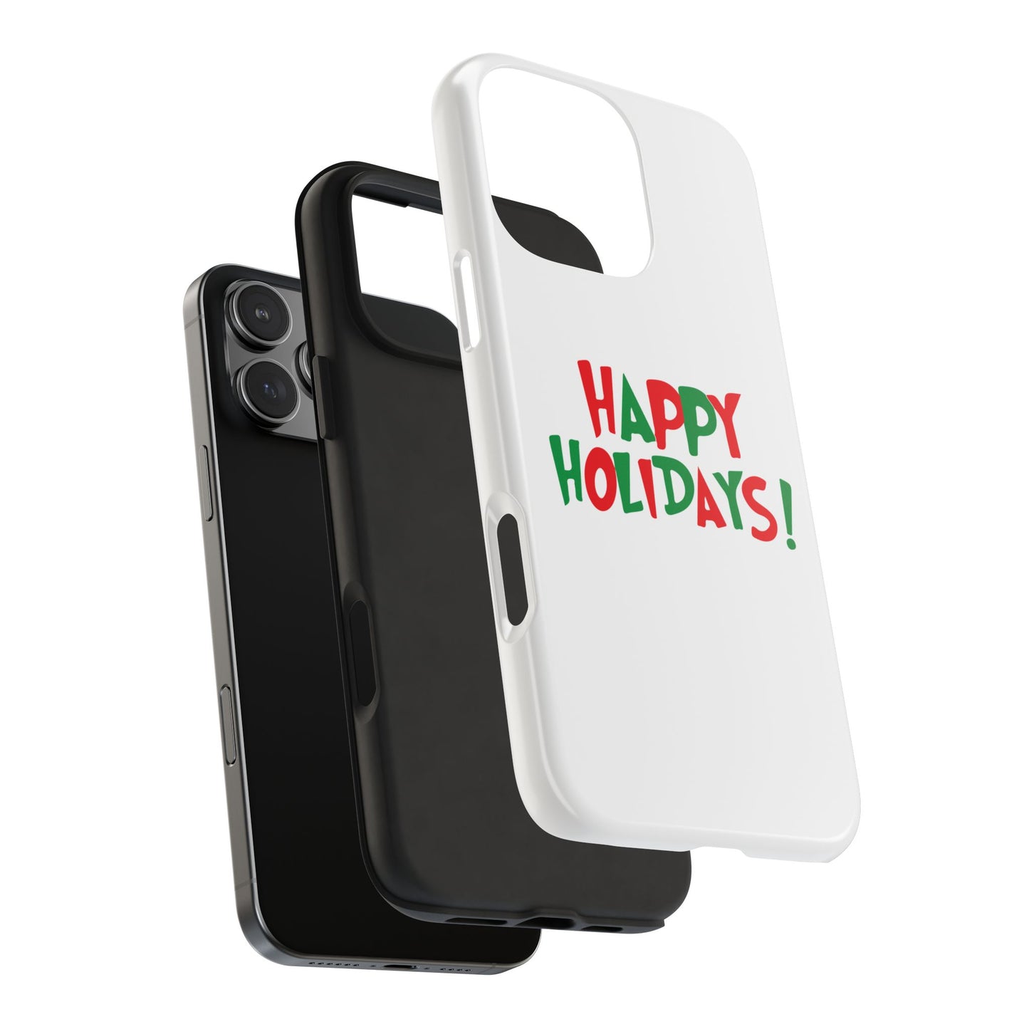 Happy Holidays phone case | Christmas holiday text design, tough phone case