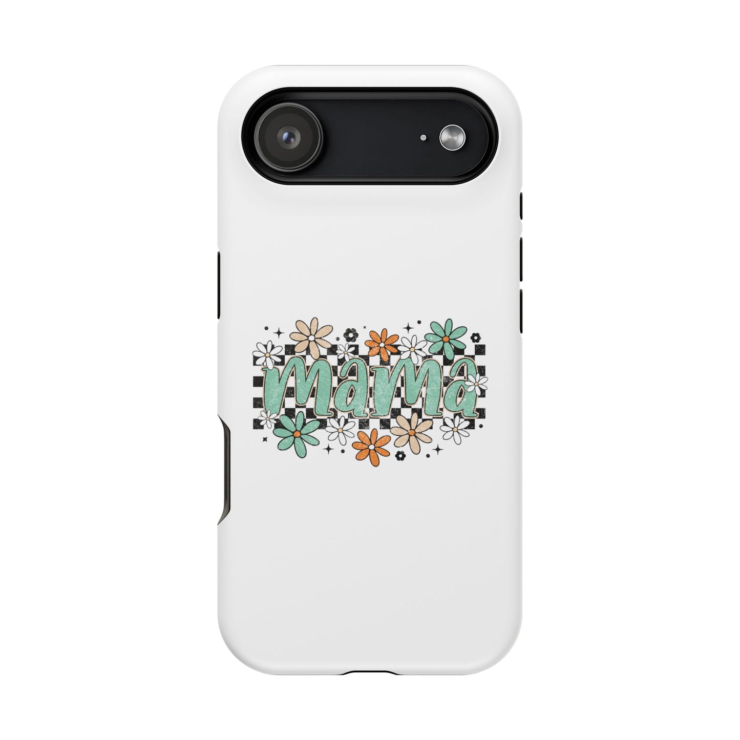 Mama floral checkerboard phone case | Magnetic impact-resistant case