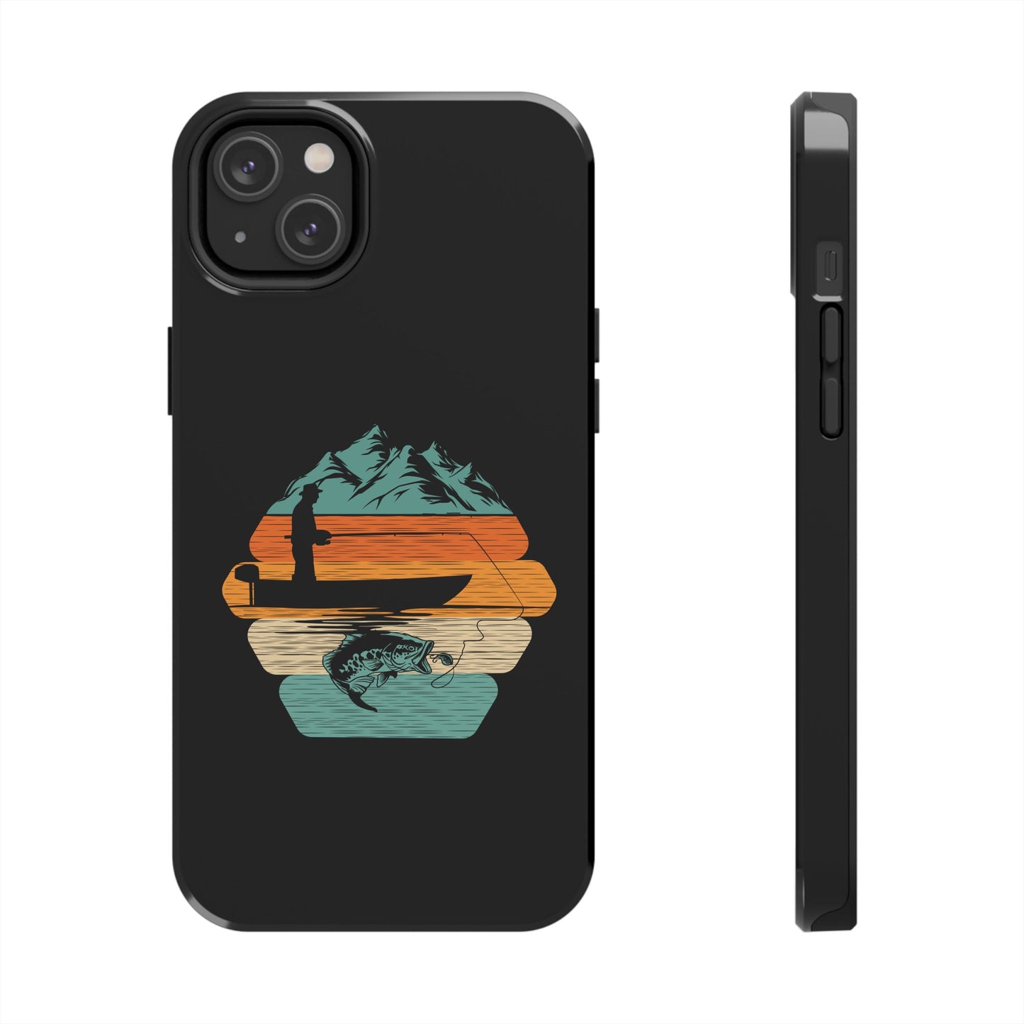 Retro Fishing Sunset Phone Case | Bass Boat Angler Design