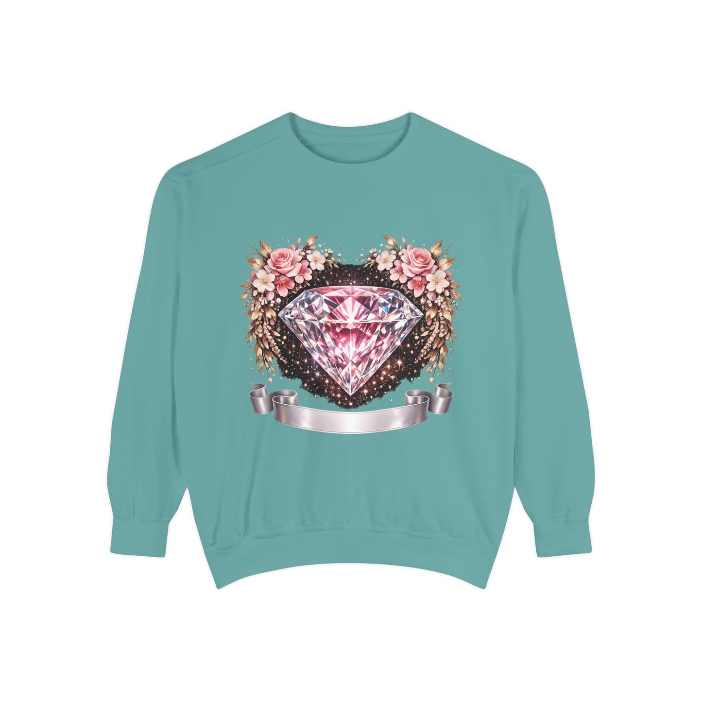 Diamond Floral Sweatshirt — Pink Gem Graphic Crewneck