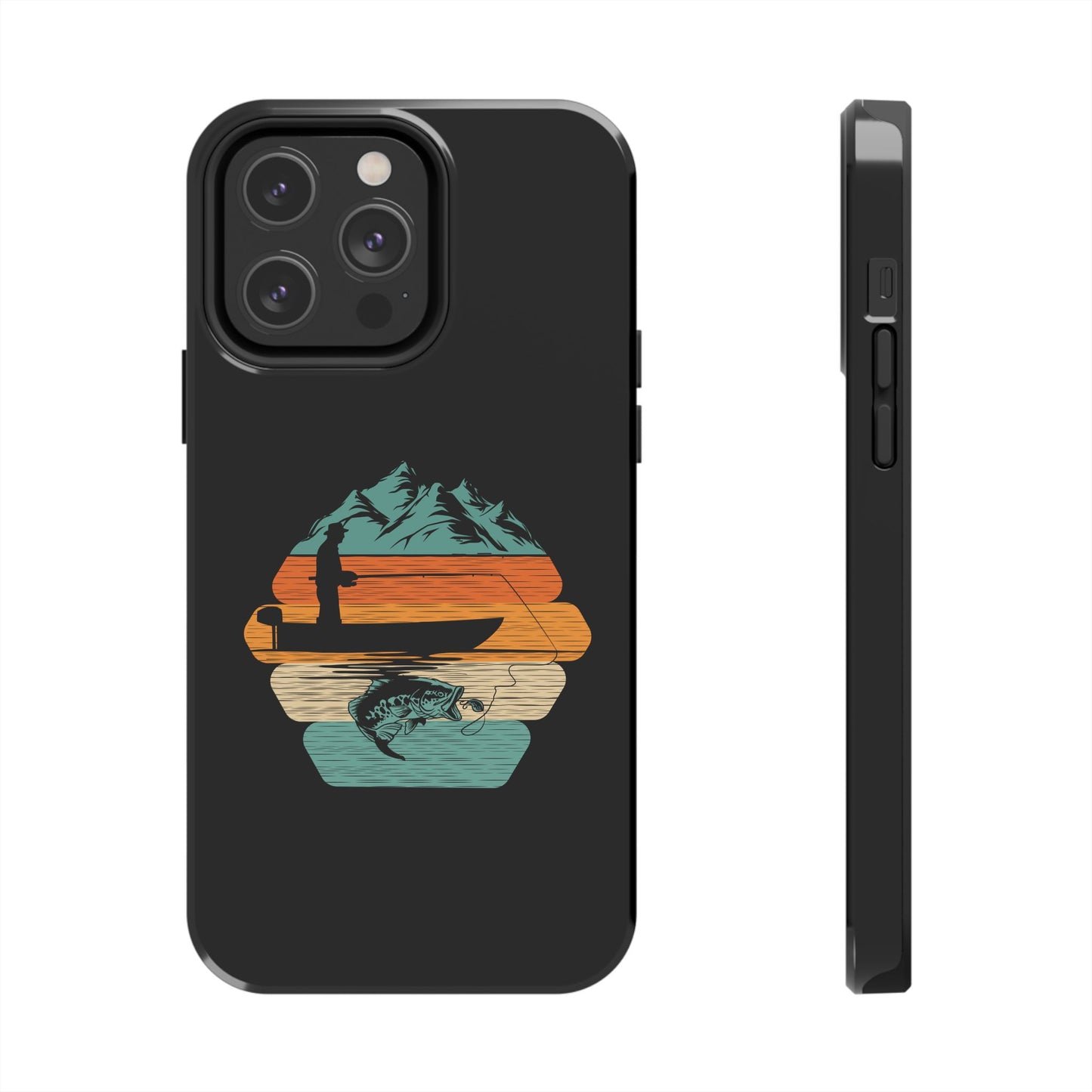 Retro Fishing Sunset Phone Case | Bass Boat Angler Design