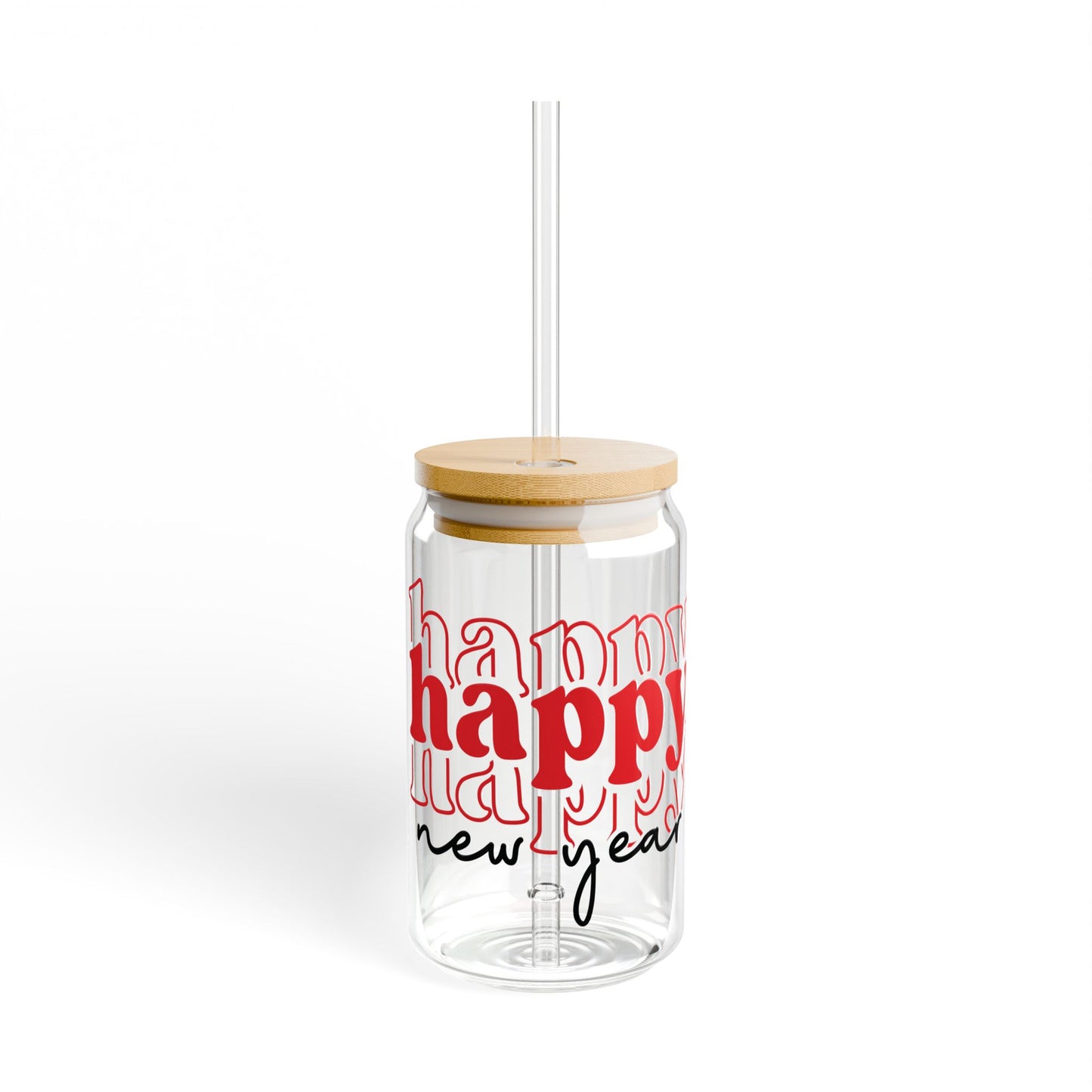 Happy New Year Sipper Glass | 16oz clear tumbler with straw