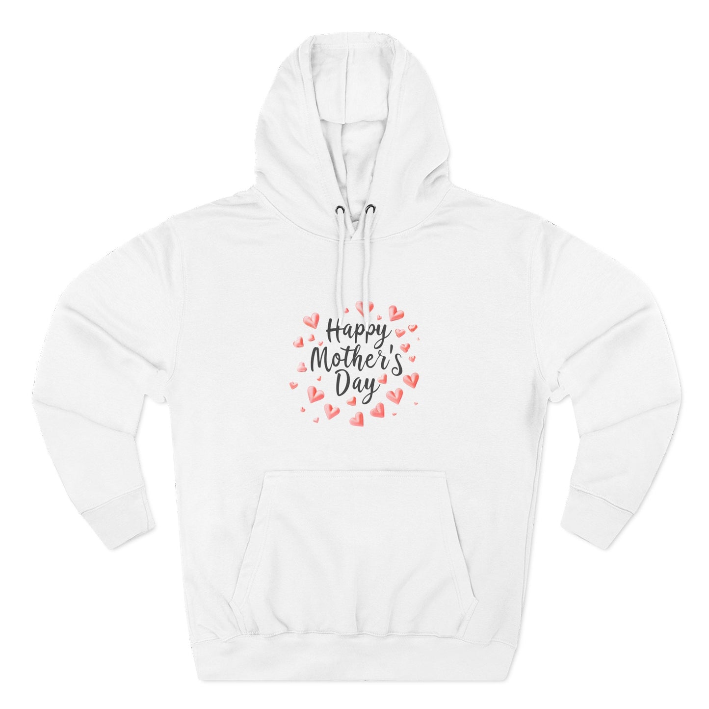 Mother's Day Hoodie - "Happy Mother's Day" Heart Wreath Fleece Pullover