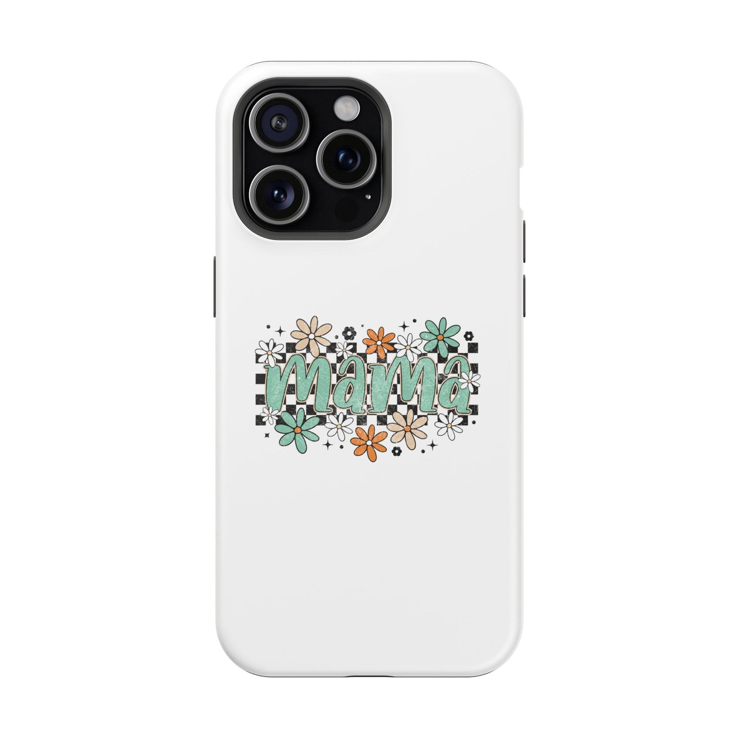 Mama floral checkerboard phone case | Magnetic impact-resistant case