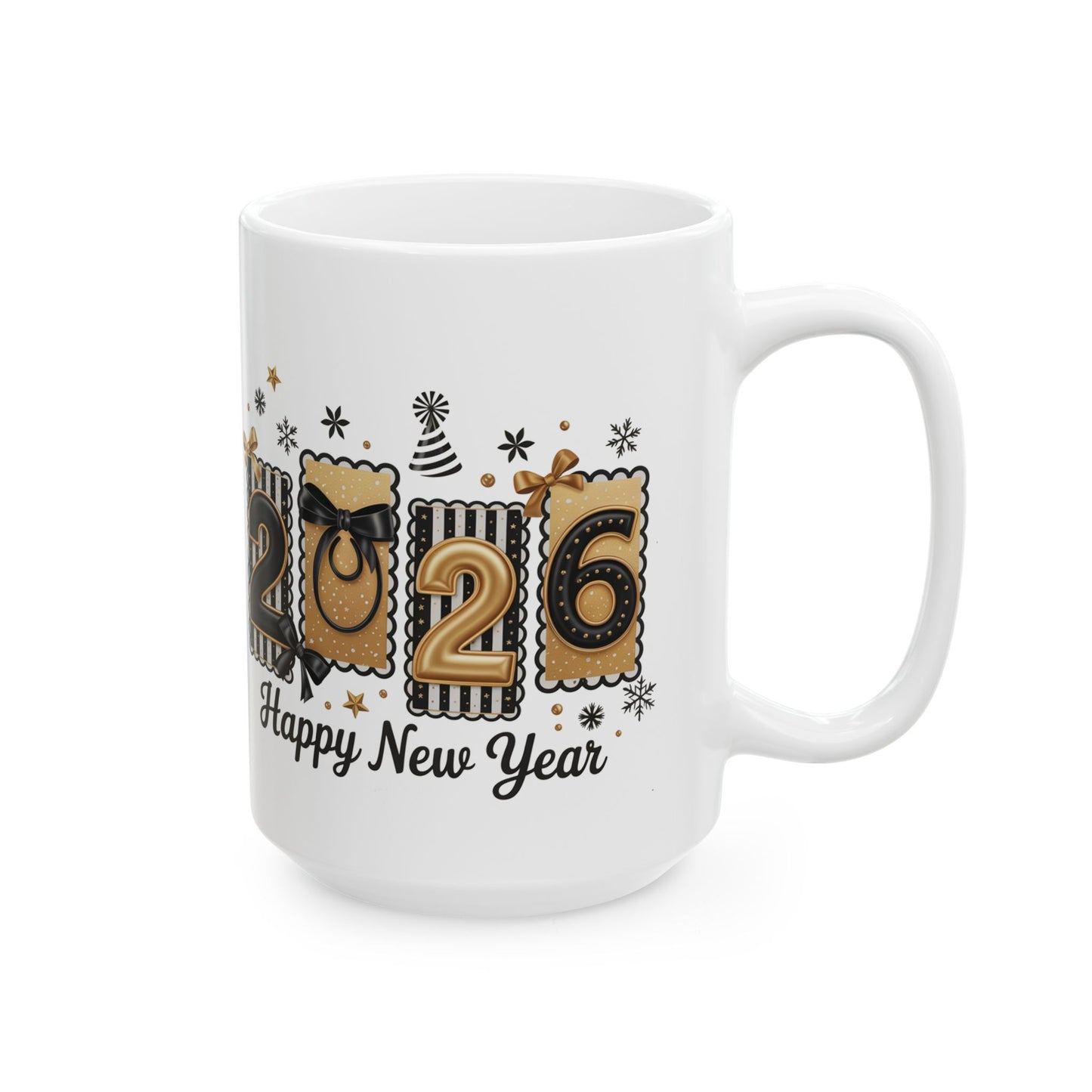 Happy New Year 2026 Mug | Champagne Gold Celebration Ceramic Mug