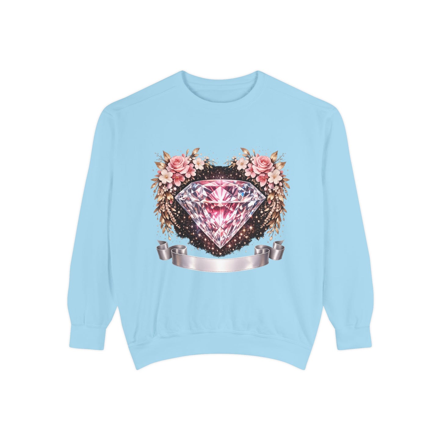 Diamond Floral Sweatshirt — Pink Gem Graphic Crewneck