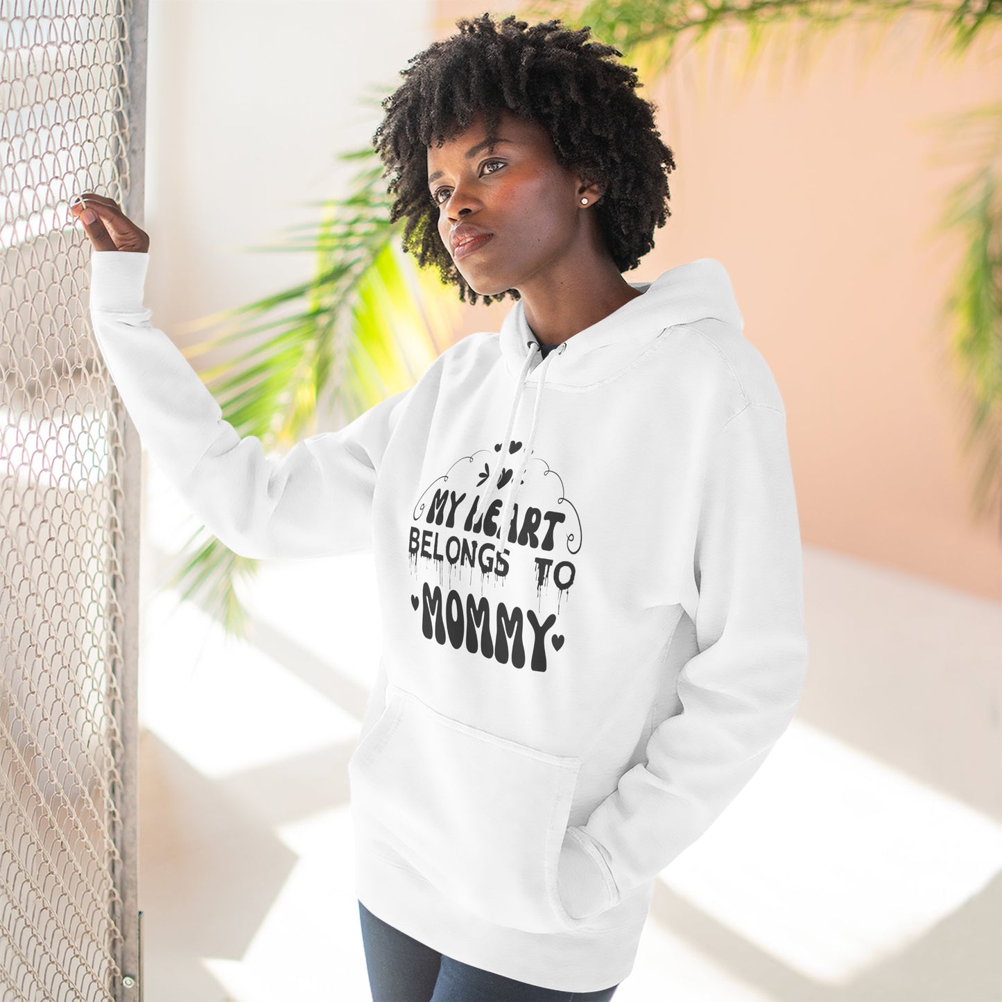 Mommy Heart Hoodie — "My Heart Belongs to Mommy" Casual Fleece Pullover