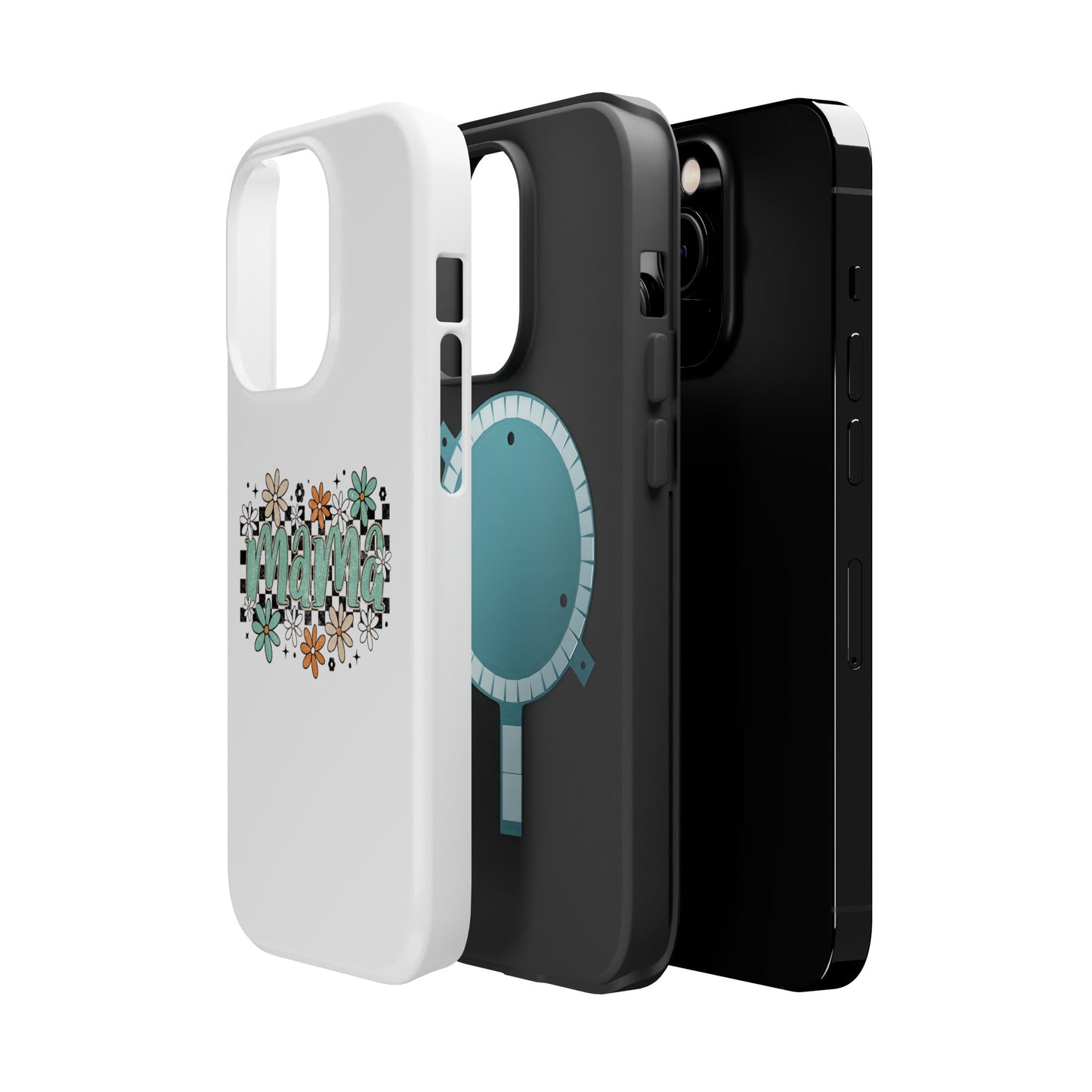 Mama floral checkerboard phone case | Magnetic impact-resistant case