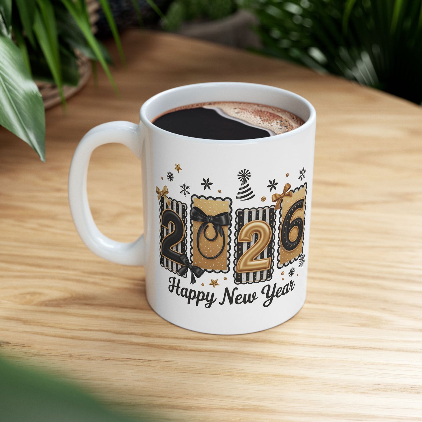 Happy New Year 2026 Mug | Champagne Gold Celebration Ceramic Mug