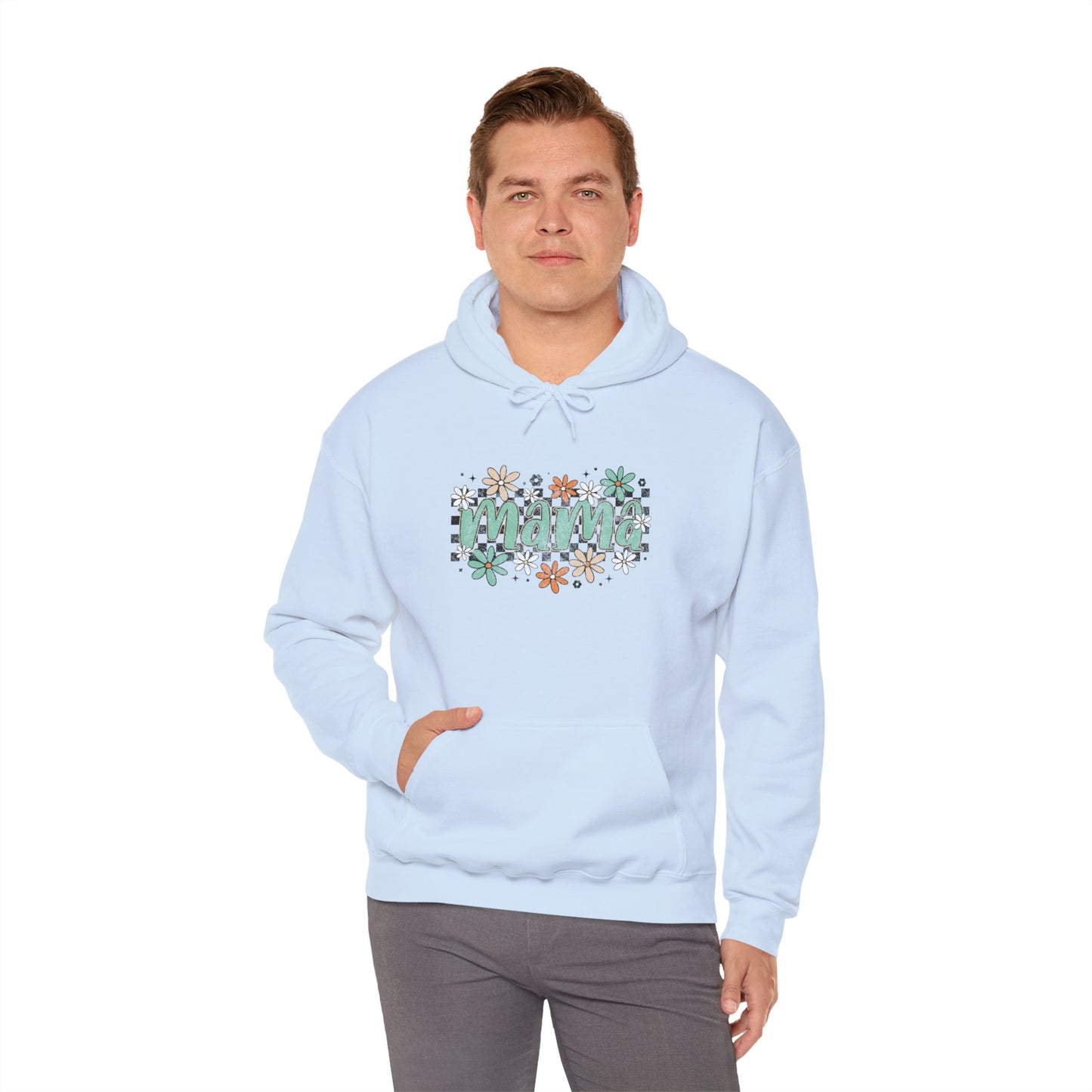 Floral Mama Hoodie – Checkerboard Green Mom Sweatshirt