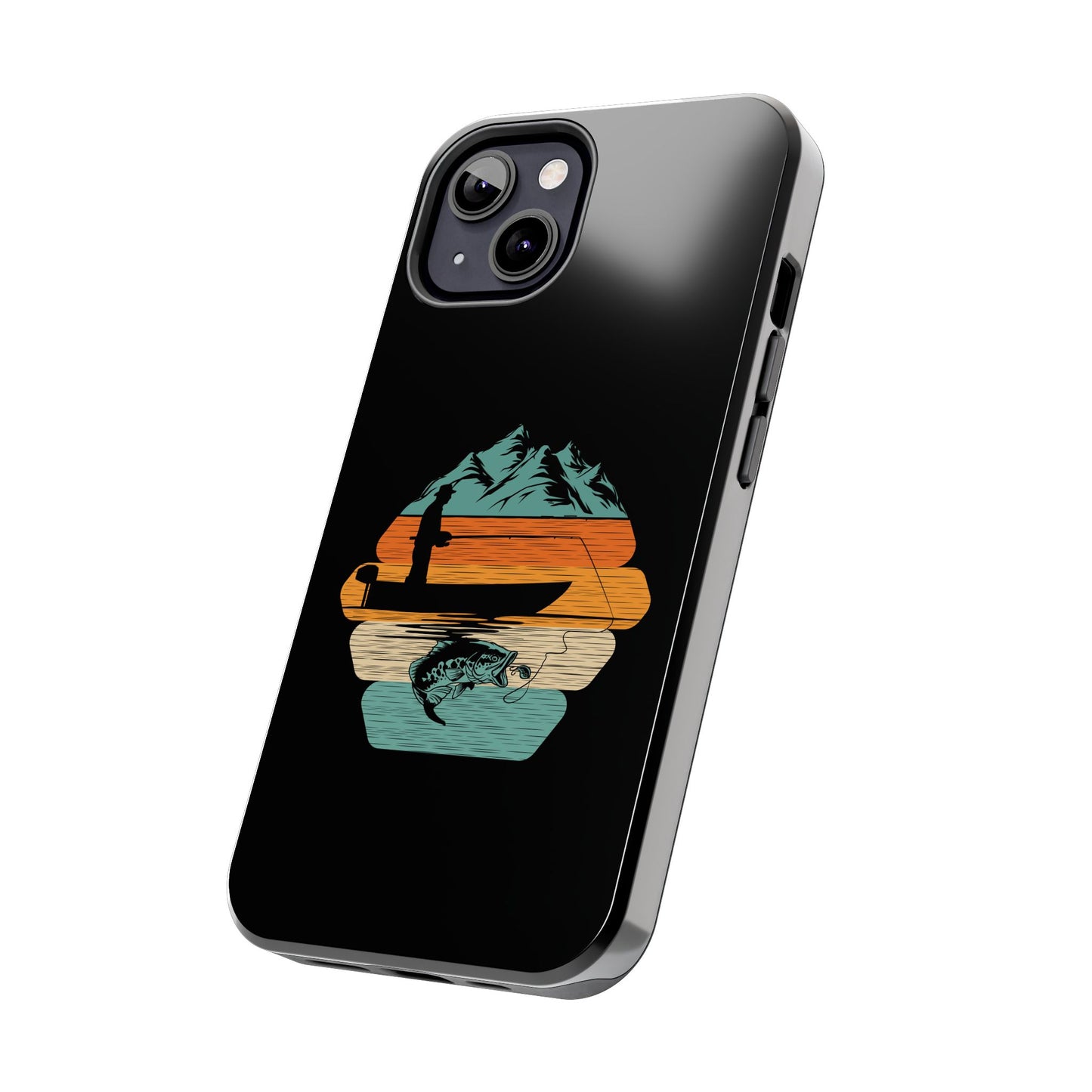 Retro Fishing Sunset Phone Case | Bass Boat Angler Design