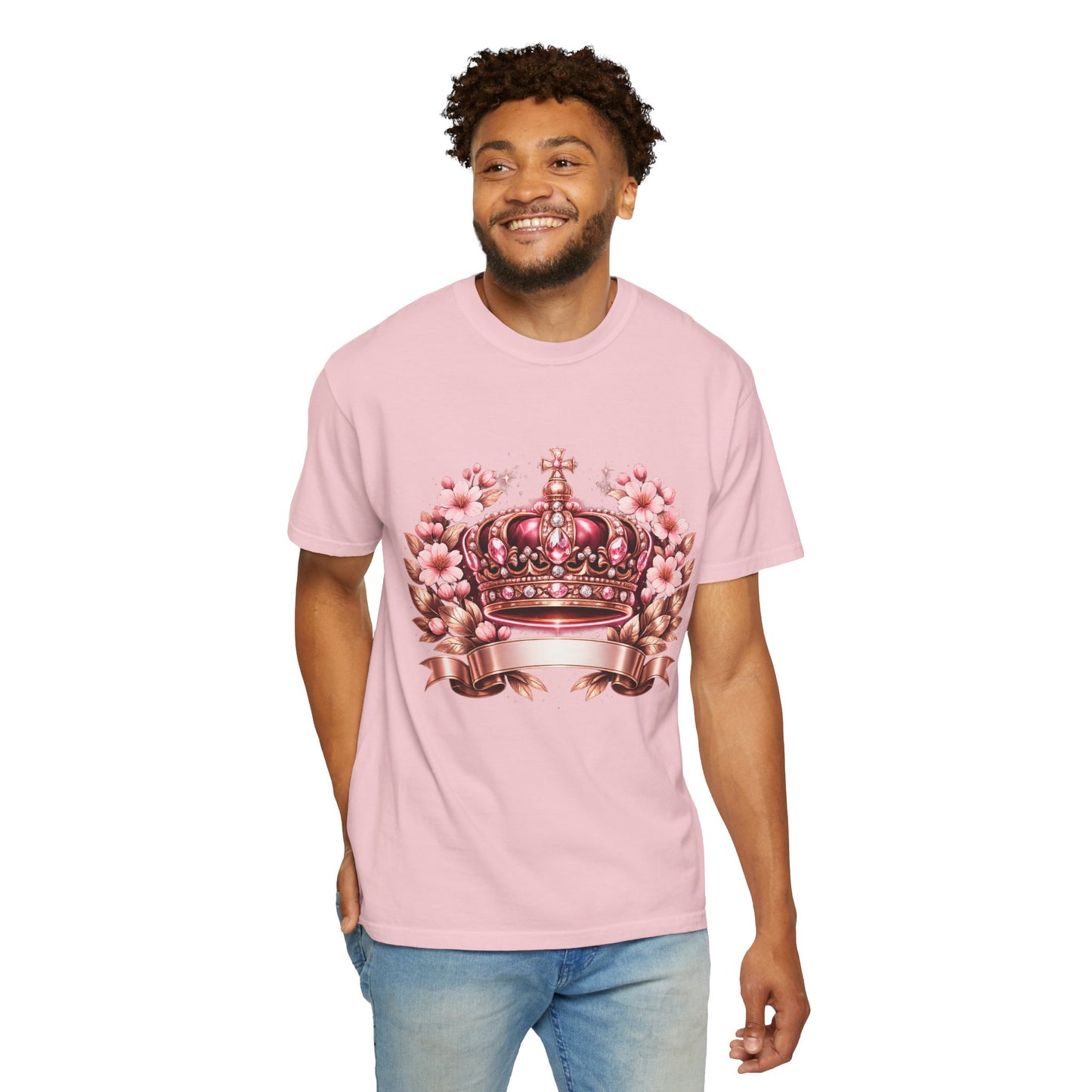 Pink Floral Crown T-Shirt — Royal Blossom Graphic Tee