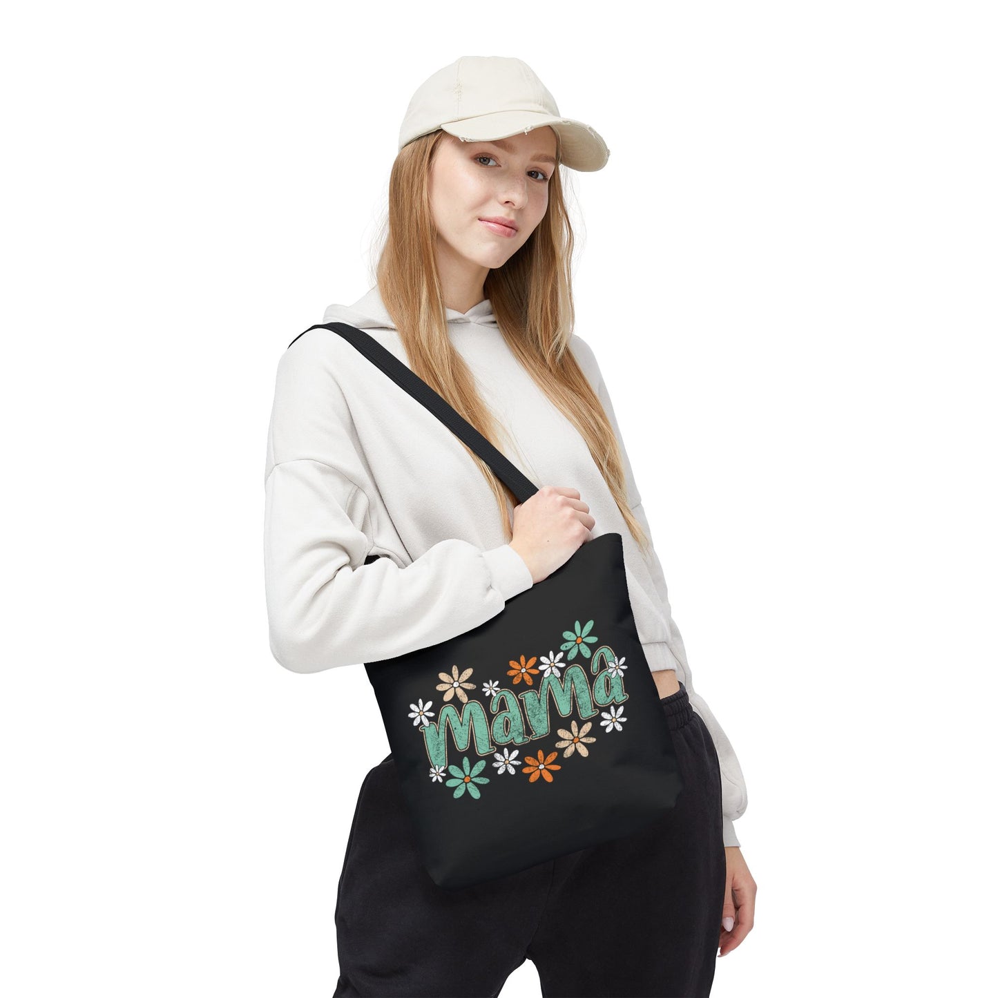 Mama floral script Tote Bag | daisy flower design