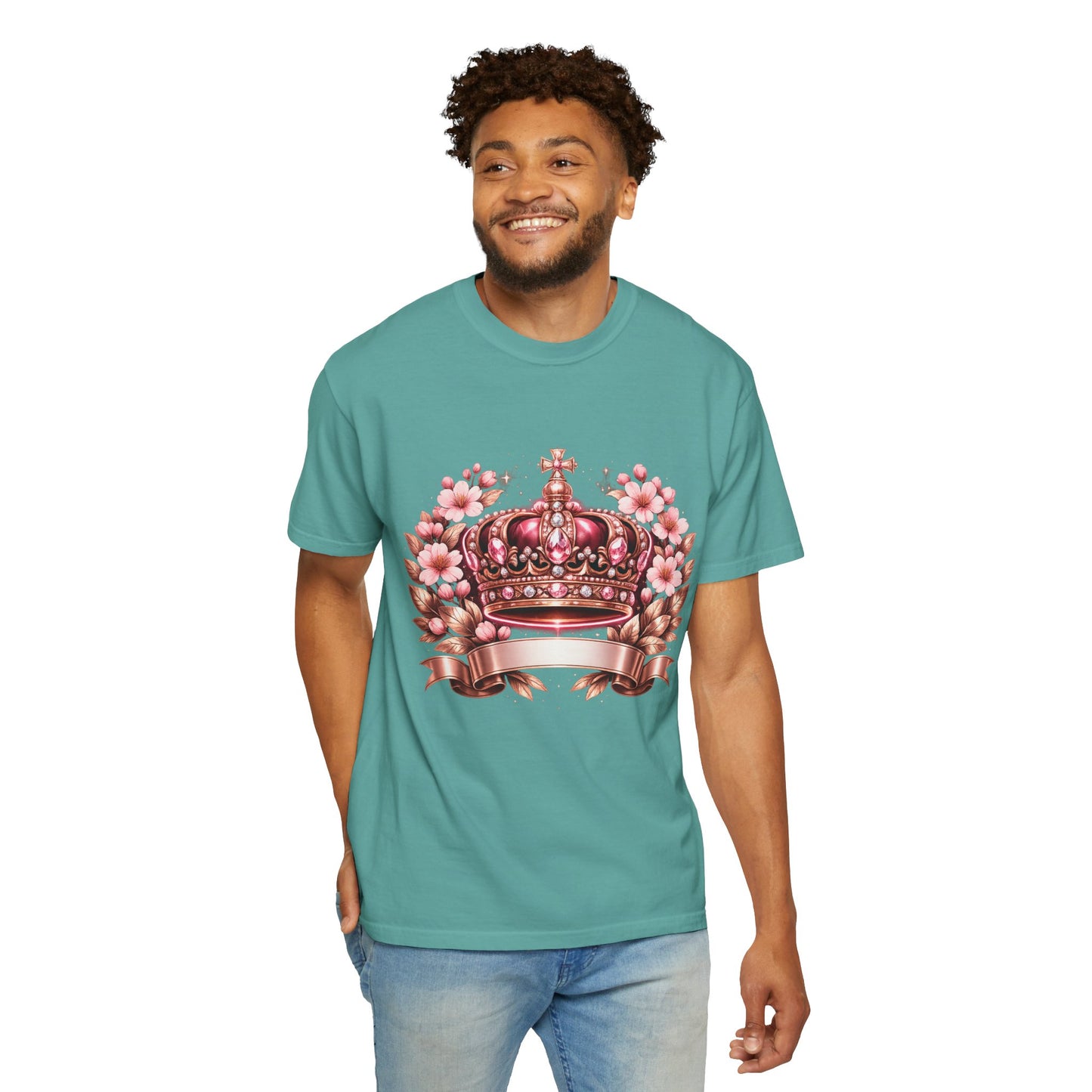 Pink Floral Crown T-Shirt — Royal Blossom Graphic Tee