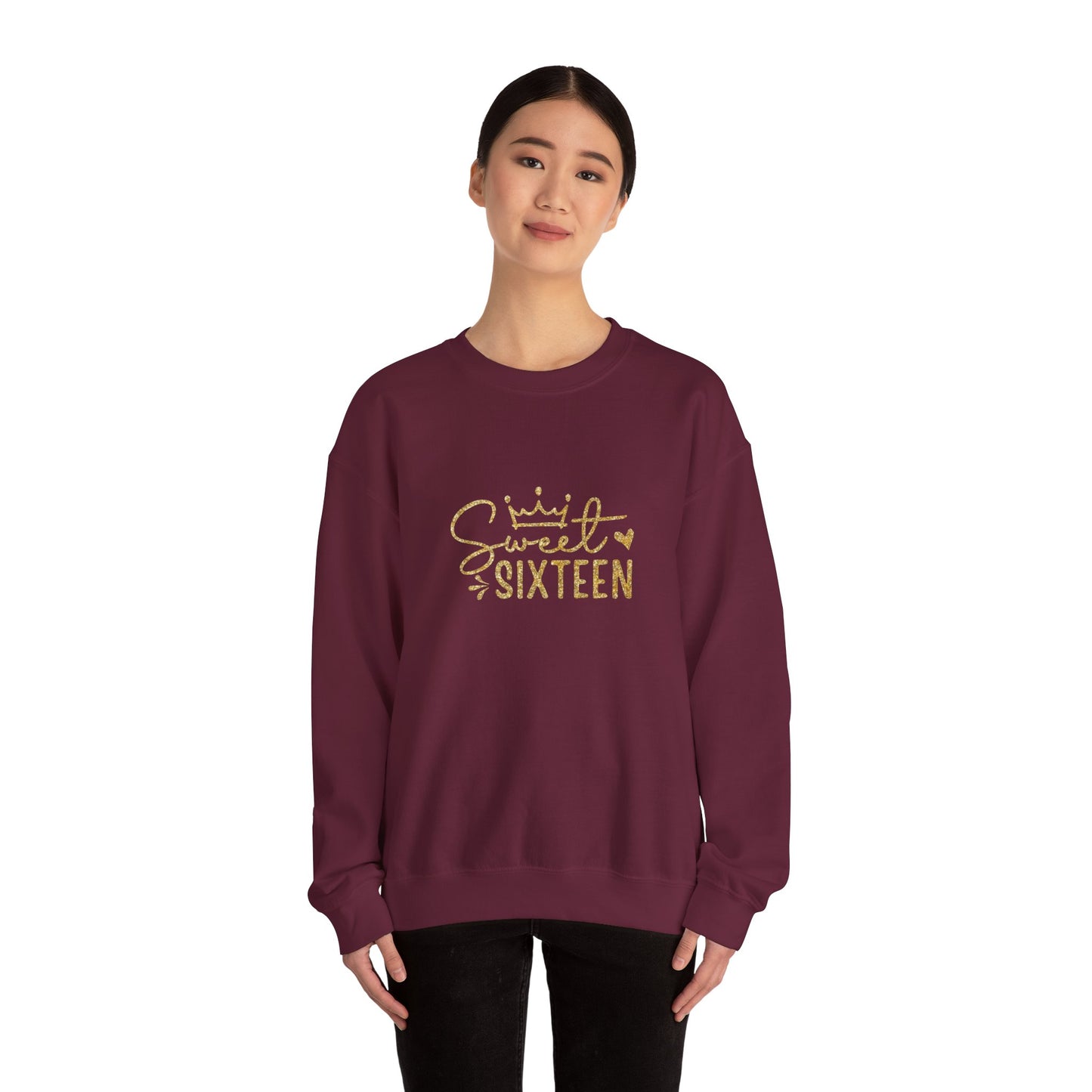 Sweet Sixteen sweatshirt | gold script birthday crewneck