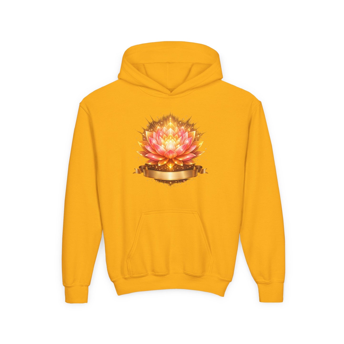 Youth Hoodie — Golden Lotus Meditation Graphic