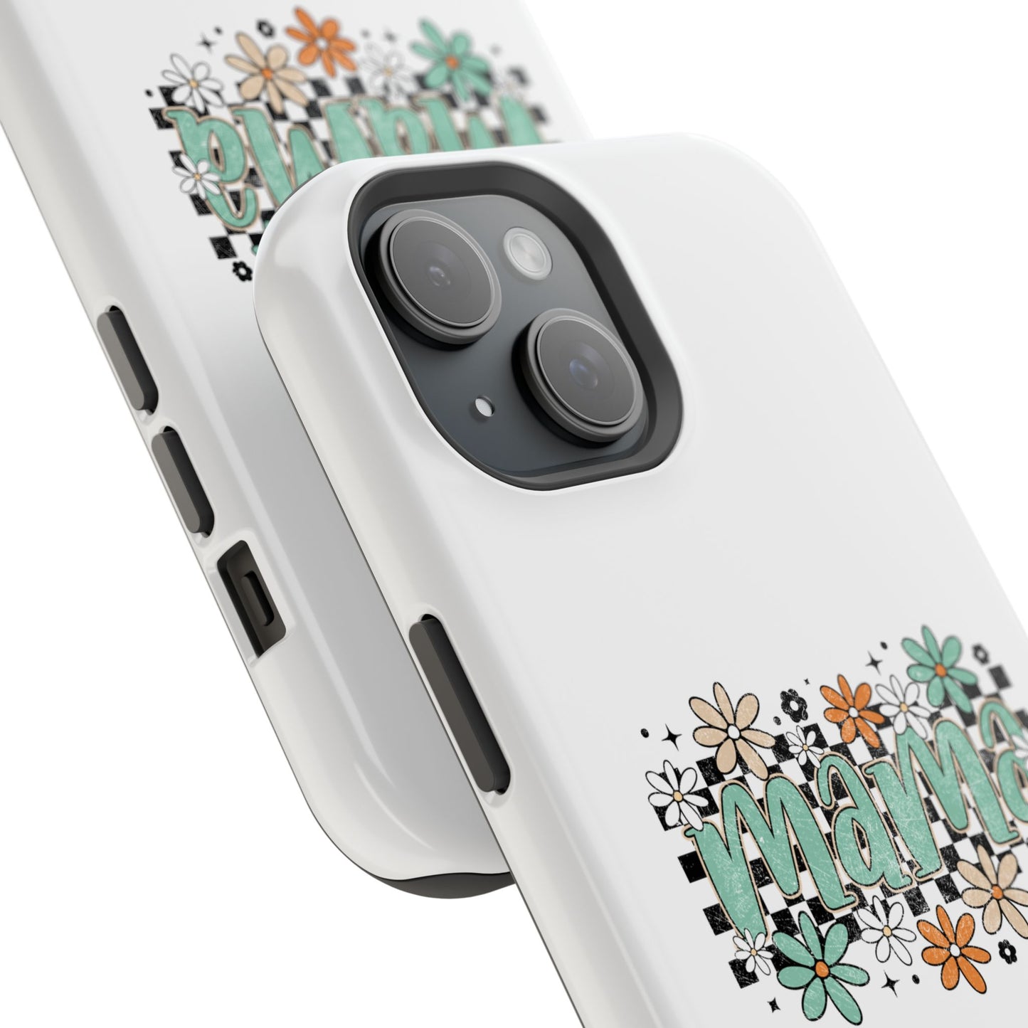 Mama floral checkerboard phone case | Magnetic impact-resistant case