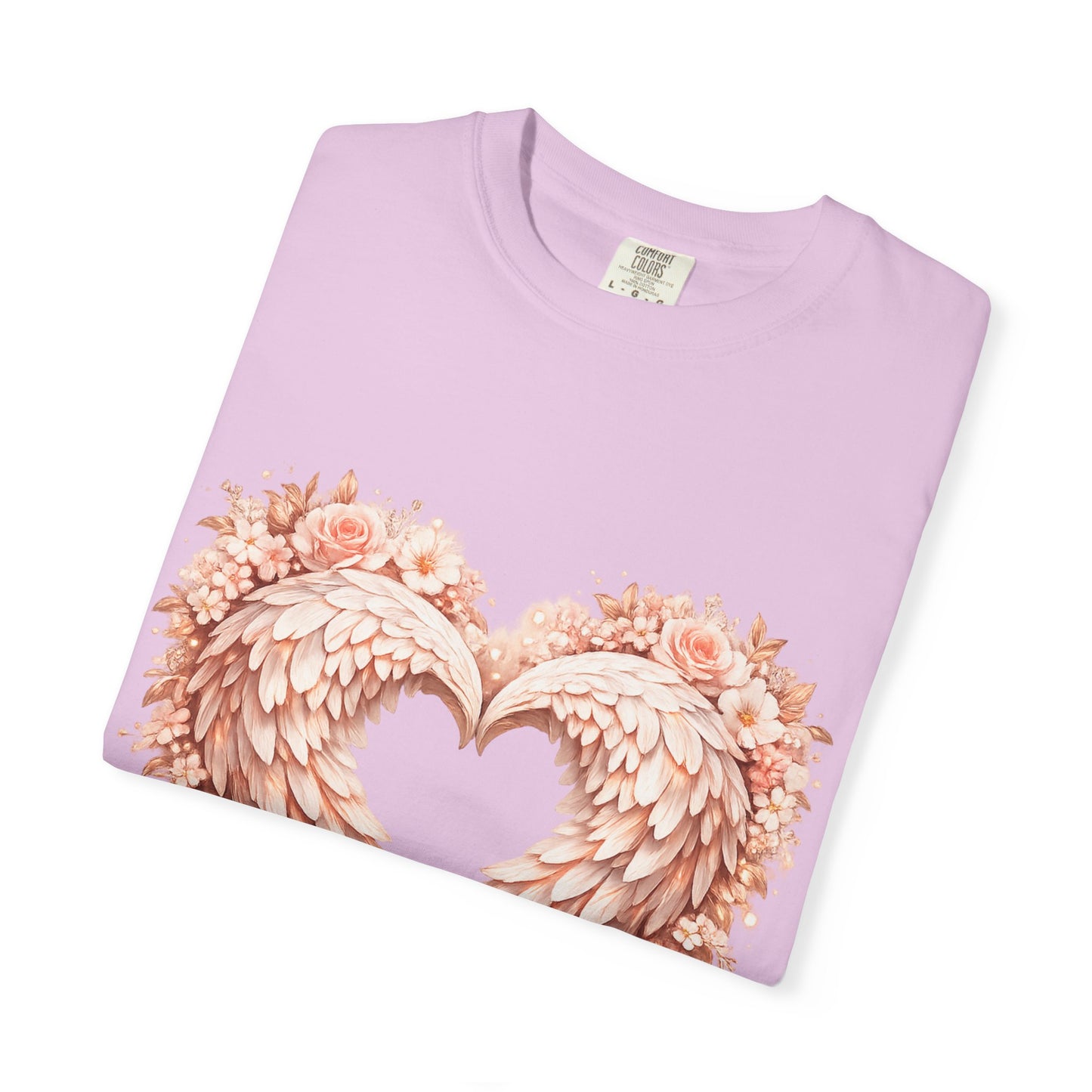 Angel Wing Heart T-Shirt — Floral Ribbon Love Graphic Tee