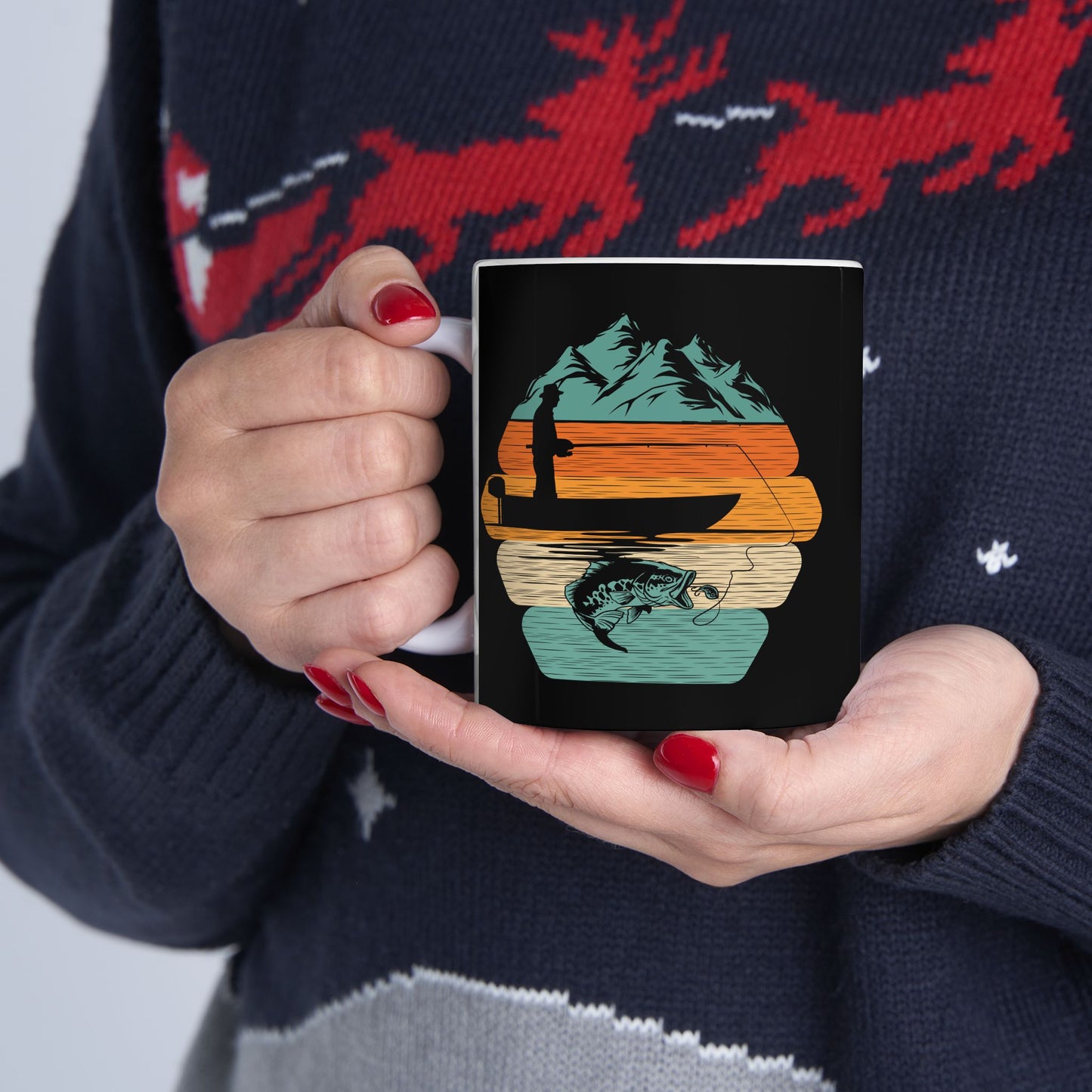 Retro Stacked Pumpkins Mug | Halloween Fall Ceramic Coffee Cup
