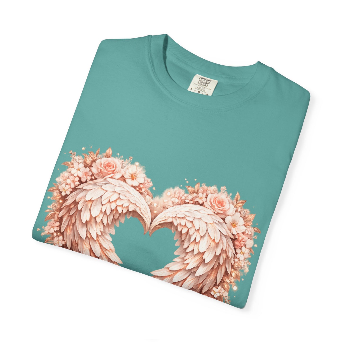 Angel Wing Heart T-Shirt — Floral Ribbon Love Graphic Tee