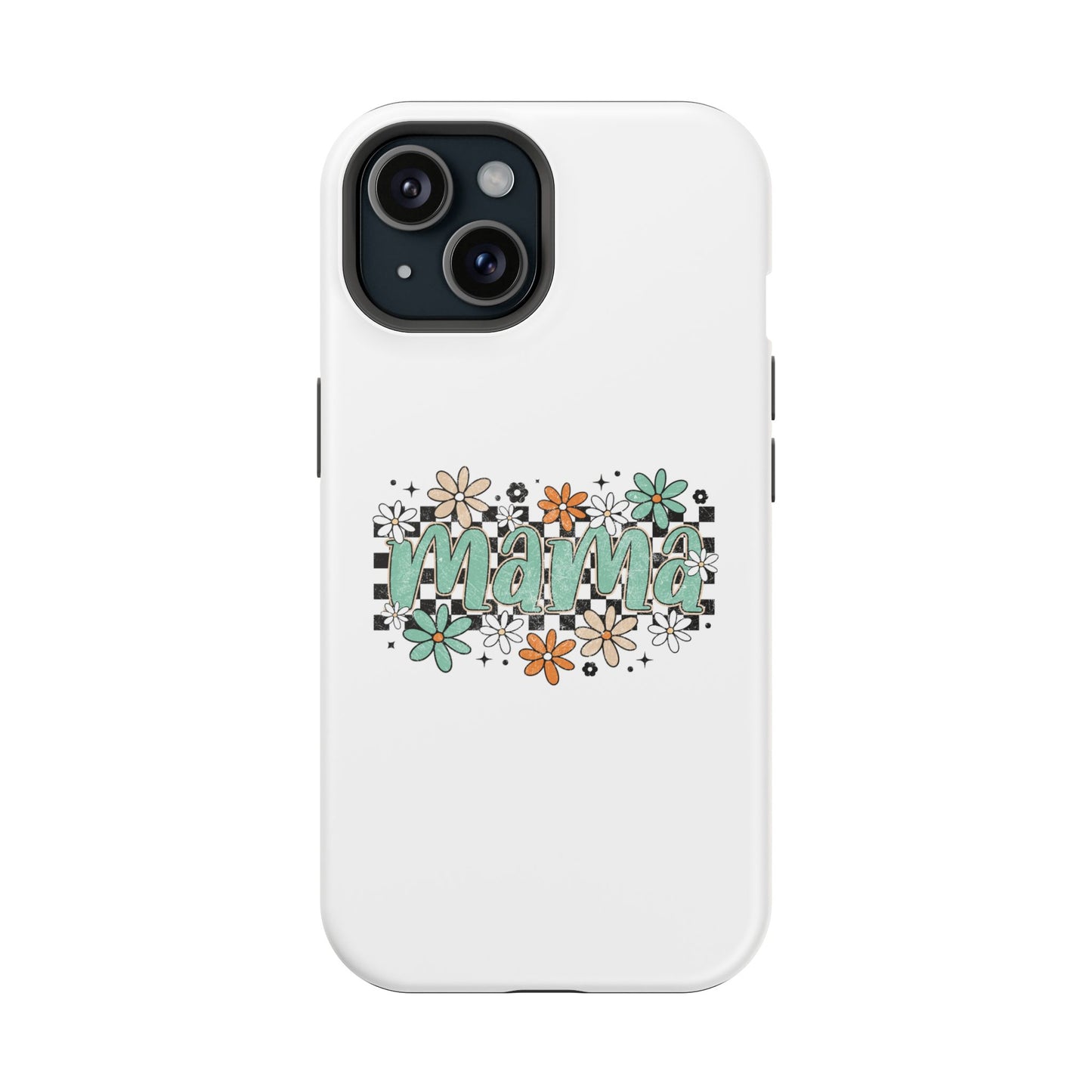 Mama floral checkerboard phone case | Magnetic impact-resistant case
