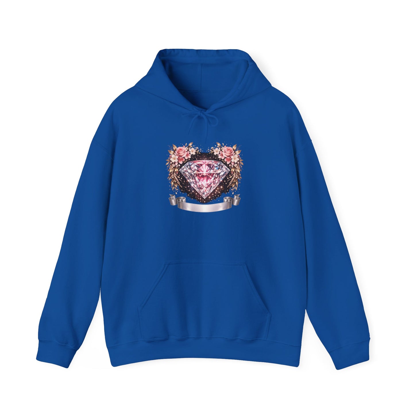 Hoodie — Pink Diamond Heart Floral Crest Hoodie