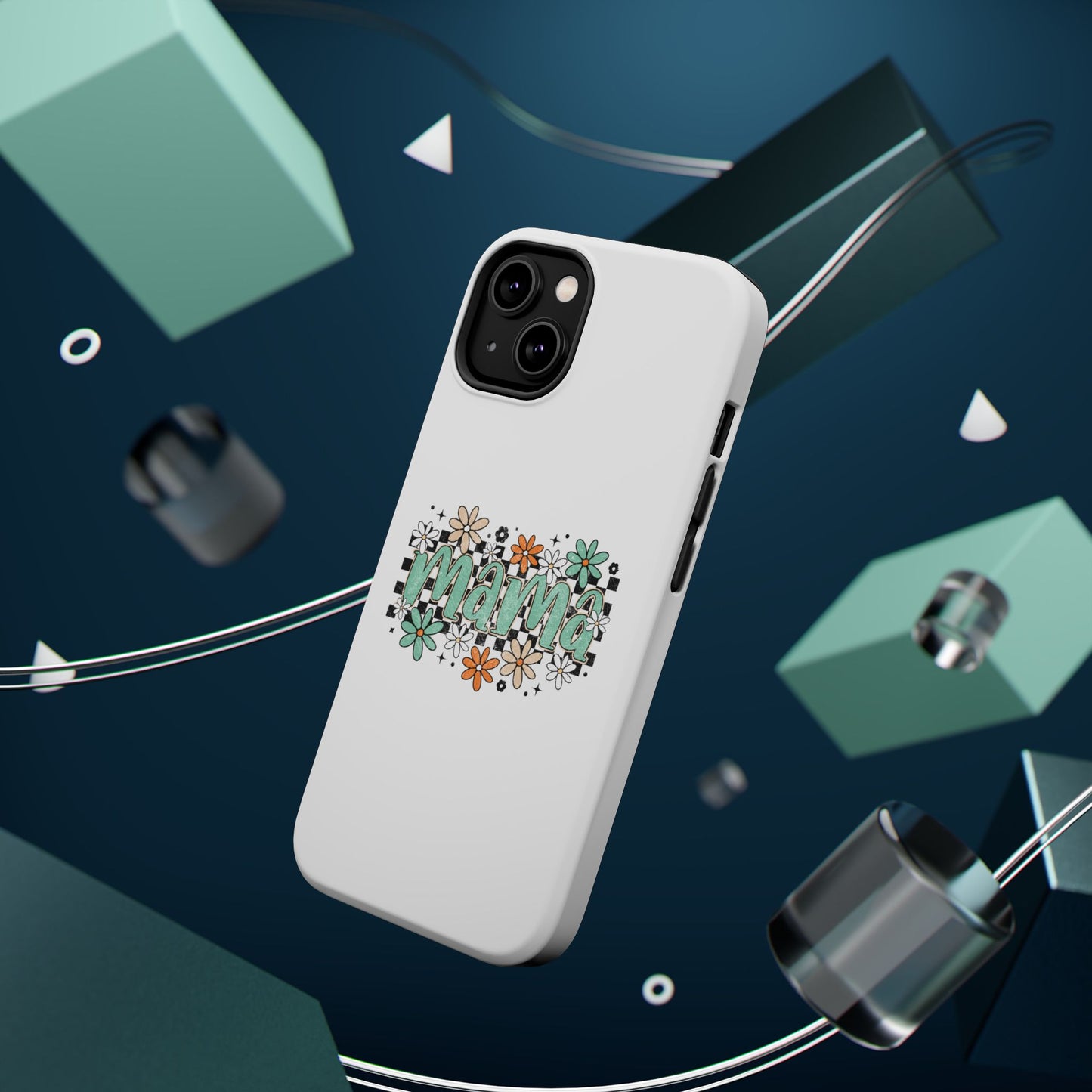 Mama floral checkerboard phone case | Magnetic impact-resistant case