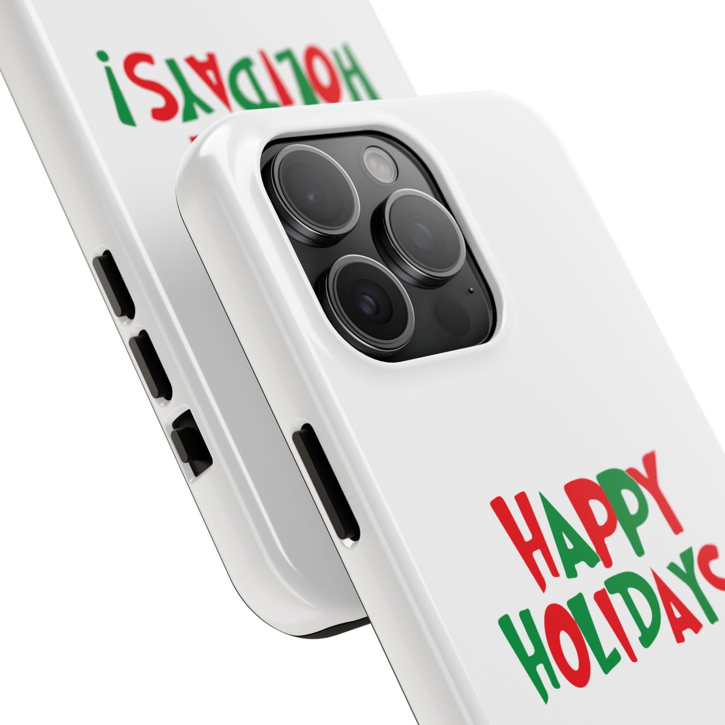 Happy Holidays phone case | Christmas holiday text design, tough phone case