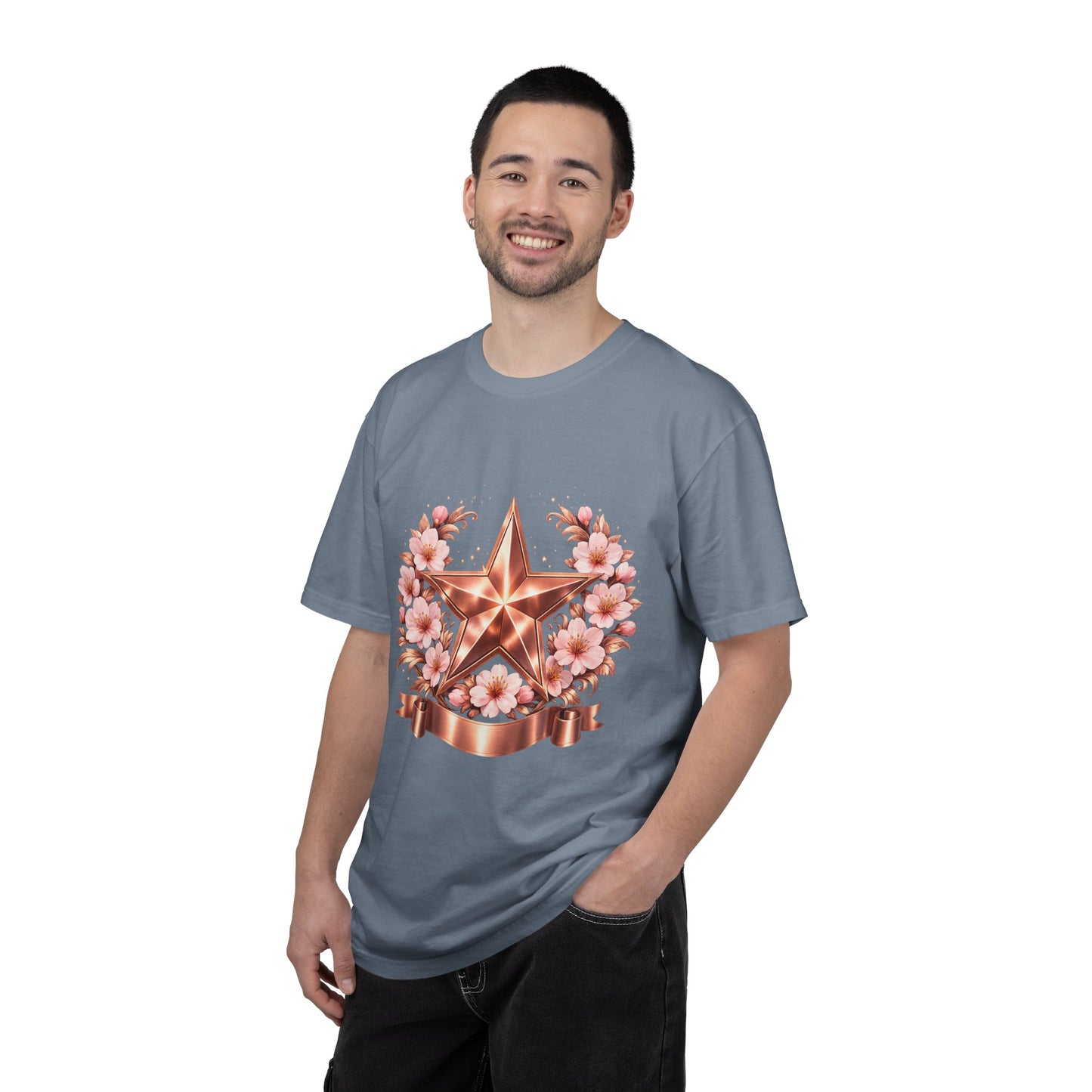 Rose Gold Floral Star T-Shirt