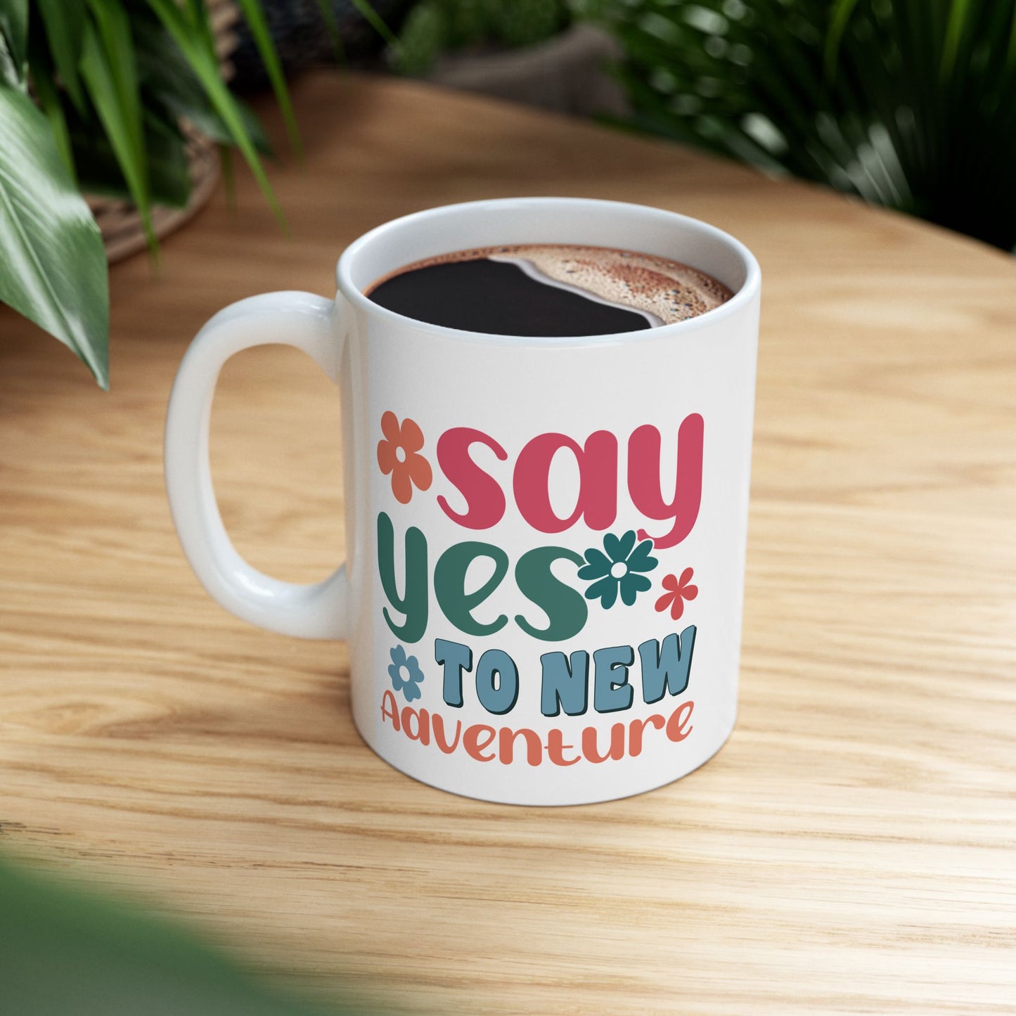Stay Groovy You Tiny Adventure Mug | Retro Flower Typography Ceramic Mug